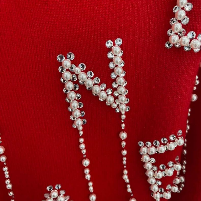 Chanel Chanel Red rhinestone wool knitted sweater Size XS / US 0-2 / IT 36-38 - 4 Thumbnail