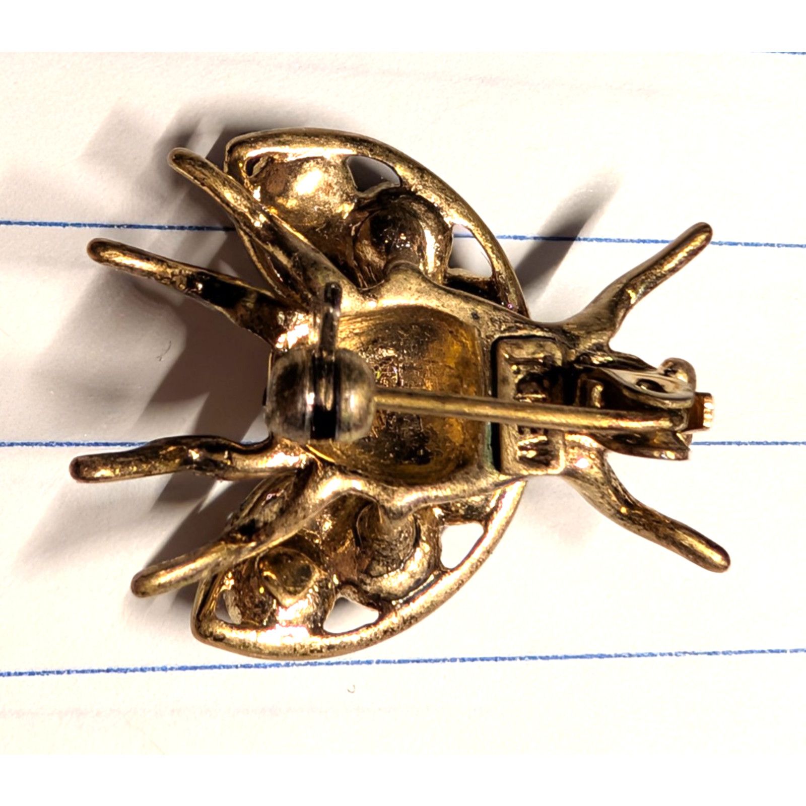 J.Crew J Crew Bug Fly Beetle Insect Pin Gold Tone Black Rhinestones Size ONE SIZE - 2 Thumbnail