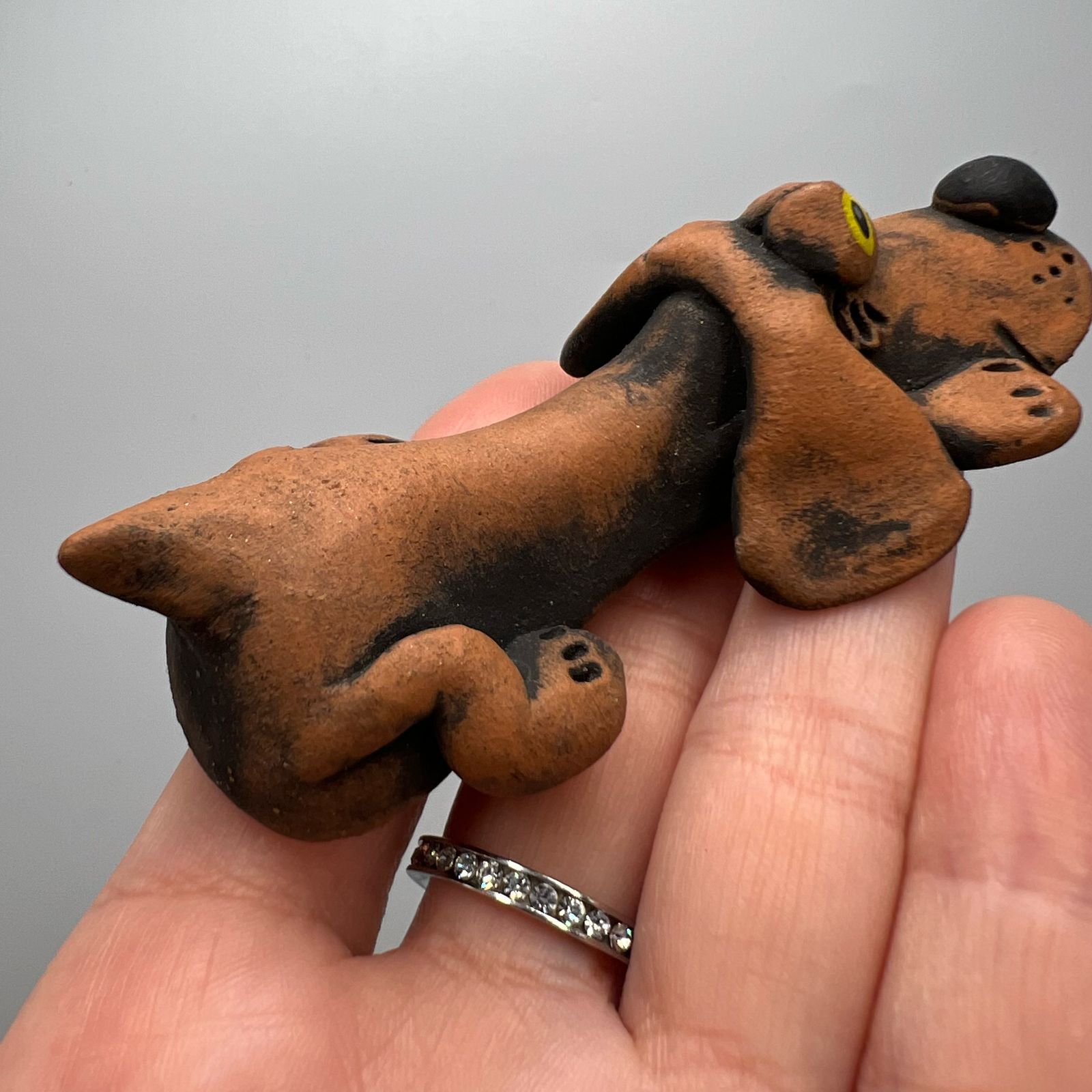 Vintage Vintage Small Dog Figurine Brown Ceramic Handmade Size ONE SIZE - 3 Thumbnail