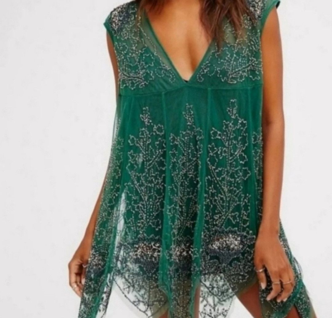 image of NWT Free People Deep Sleep Mini Slip Dress Size Xs in Green, Women's