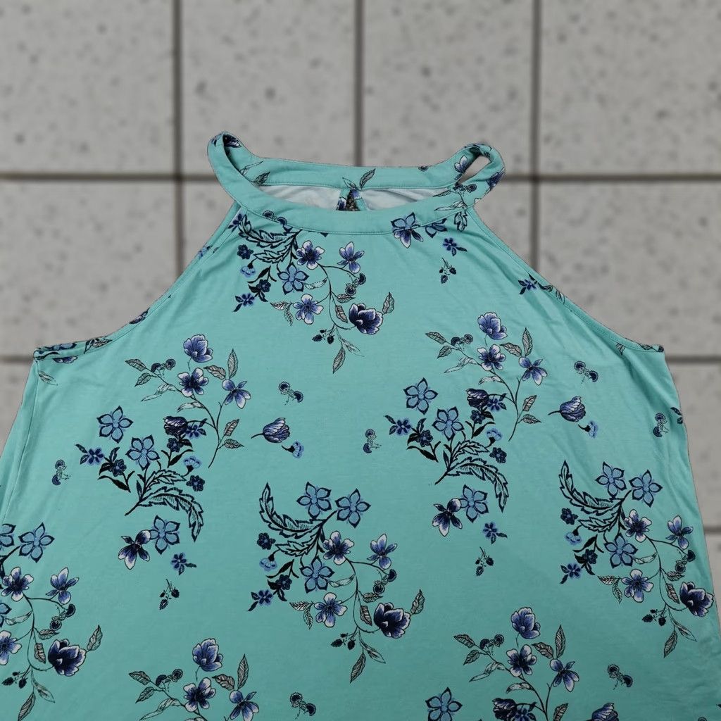 Torrid Torrid Tank Women 4 Blue Floral Sleeveless Halter Knit Tunic Top Size S / US 4 / IT 40 - 1 Thumbnail