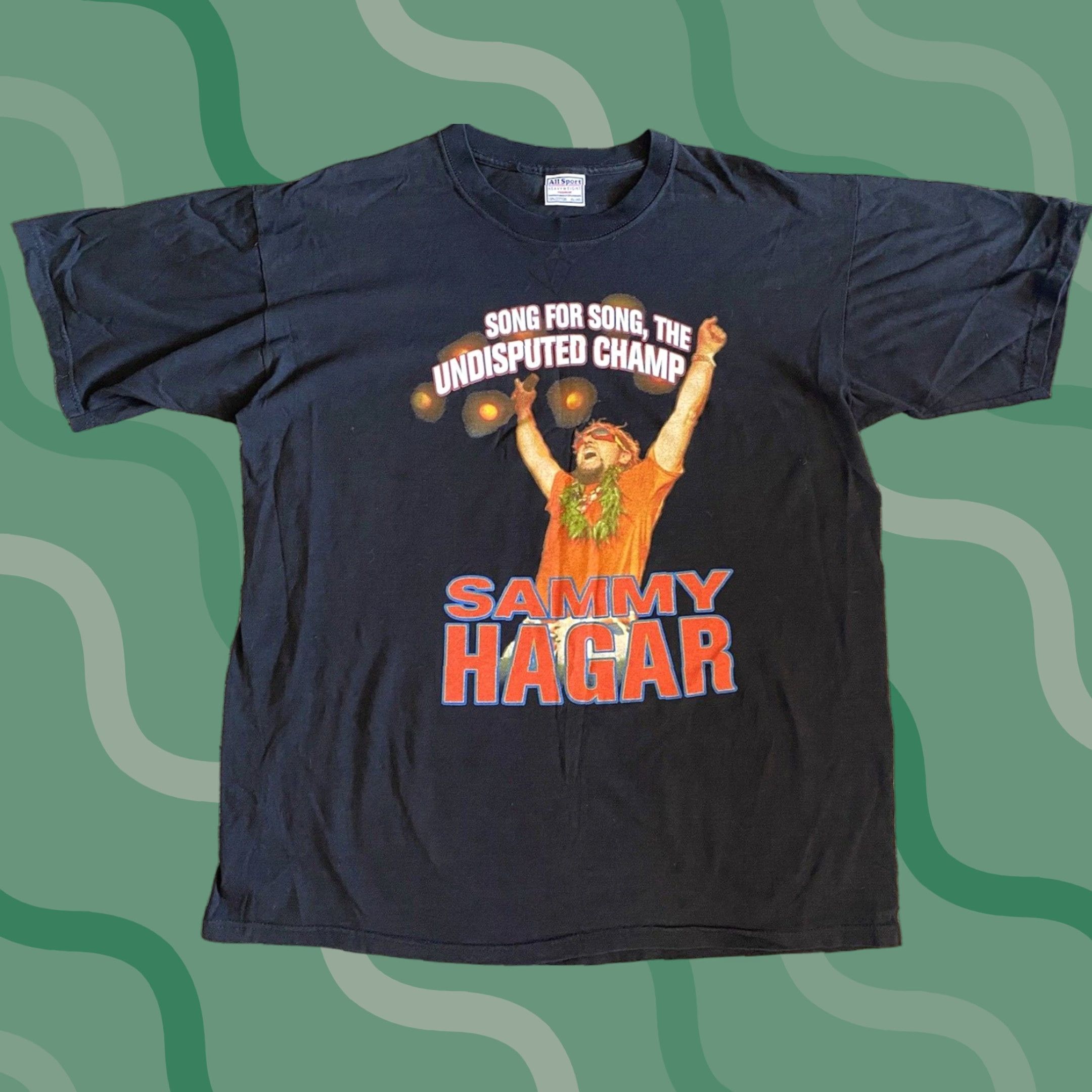 VINTAGE Sammy Hagar Tour T Shirt All Sport XL 48 Black Rocker 2002 Music Band Rock Hipster Classic Mens Short Sleeve T-Shirt