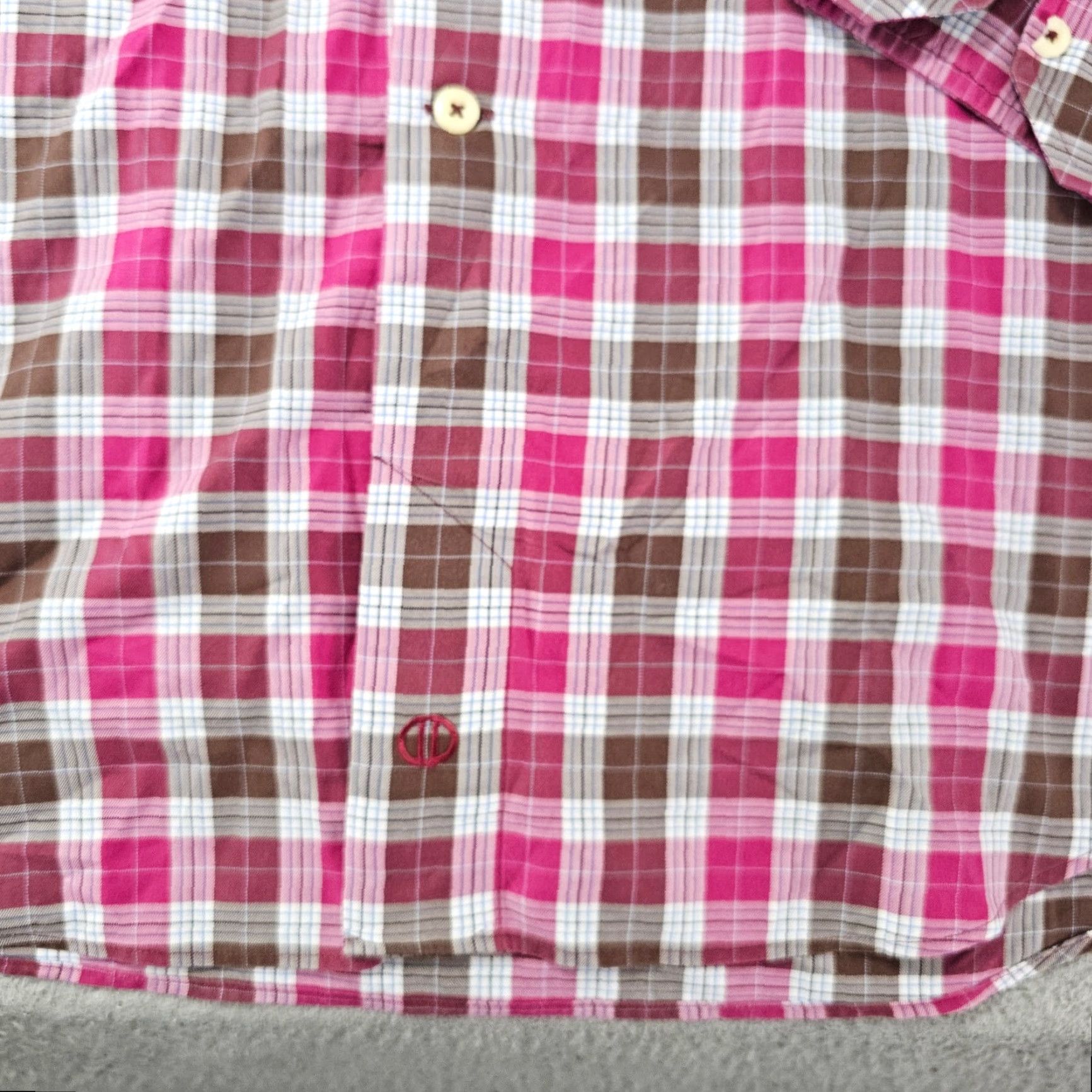 David Donahue David Donahue Dress Shirt Mens Large Pink Brown Check Twill Cotton Long Sleeve Size 42R - 7 Thumbnail