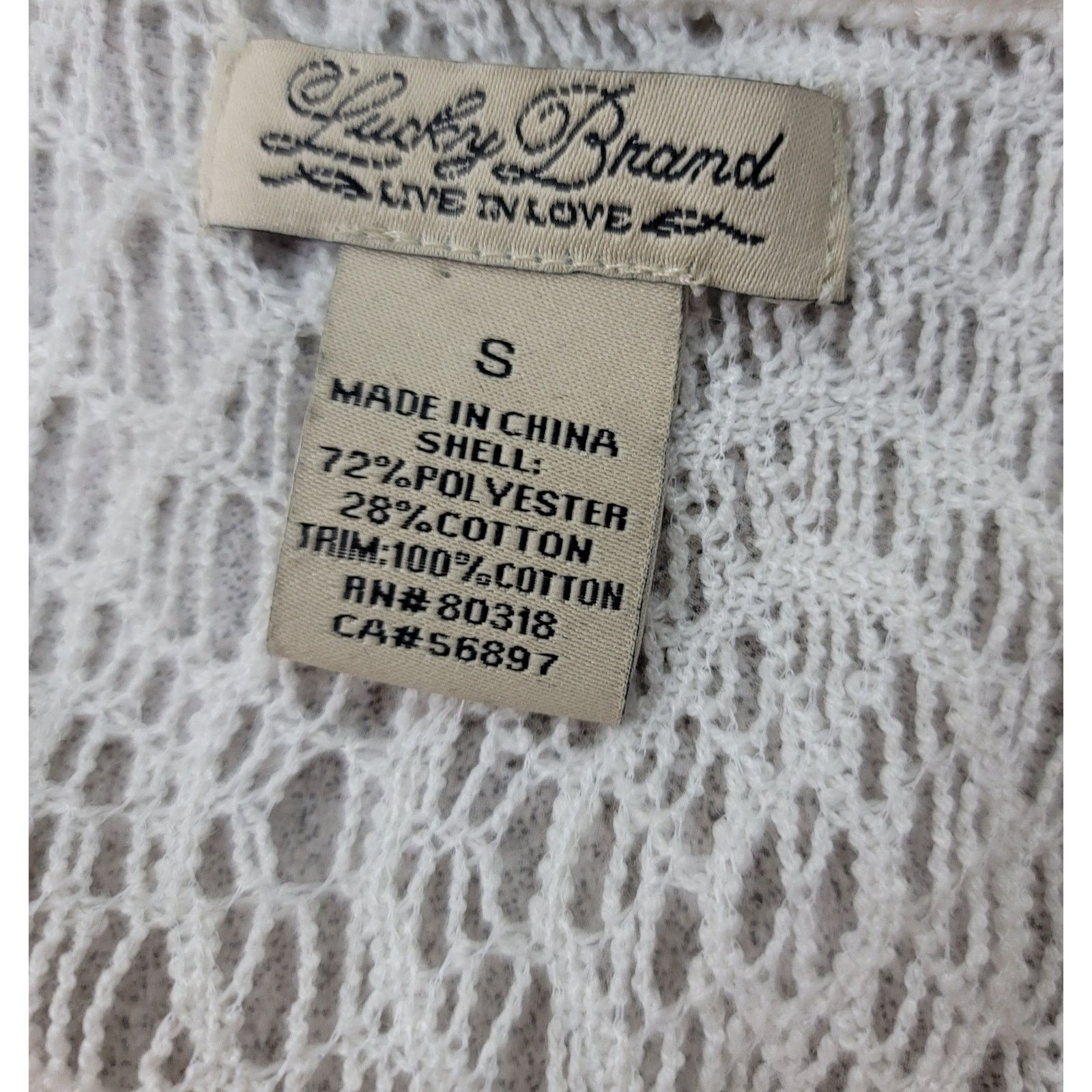 Lucky Brand Lucky Brand Cream Crochet Henley Sweater Top Small Size S / US 4 / IT 40 - 4 Thumbnail