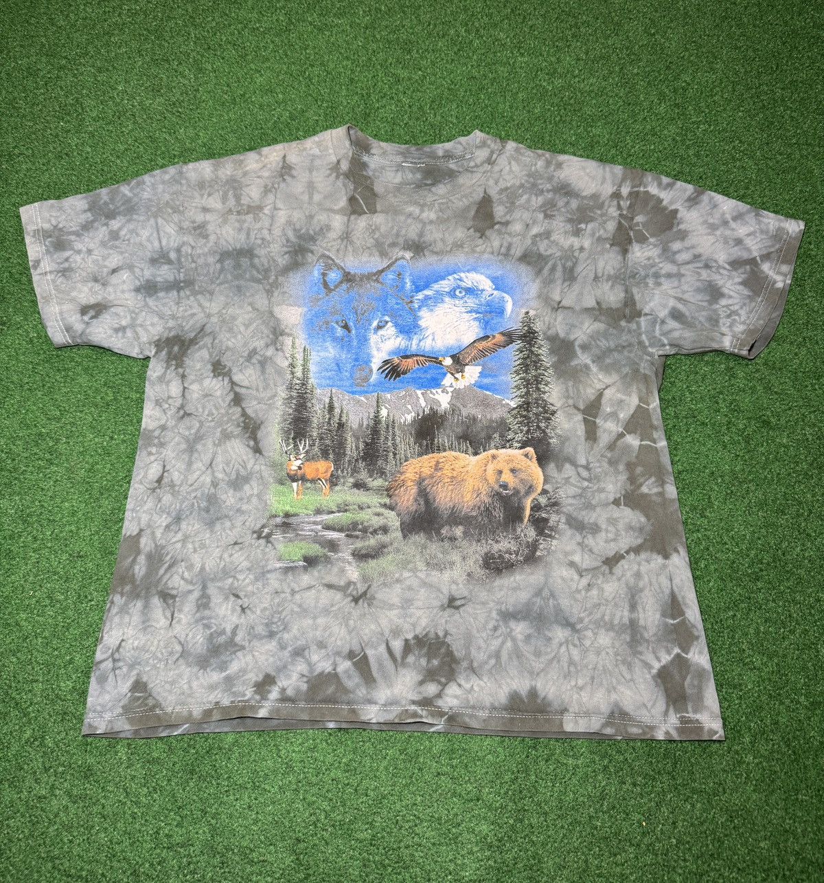 Vintage Vintage Animal Nature Tie Dye 23x28 Bear Wolf Deer T Shirt Size US L / EU 52-54 / 3 - 1 Thumbnail