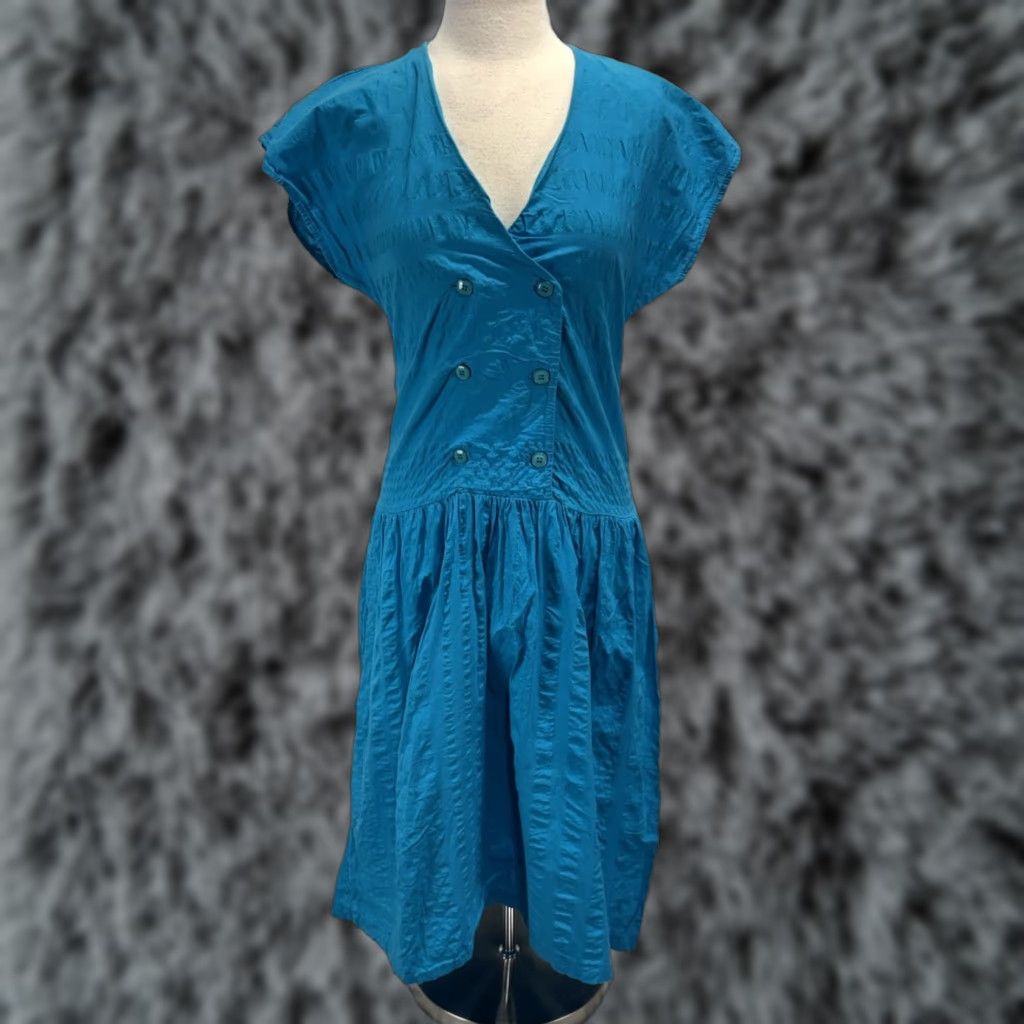 Vtg Alicia Drop Waist Dress Juniors 7/8 Blue Double Breasted Midi Pockets  80s Womens - ilac.rochib.com