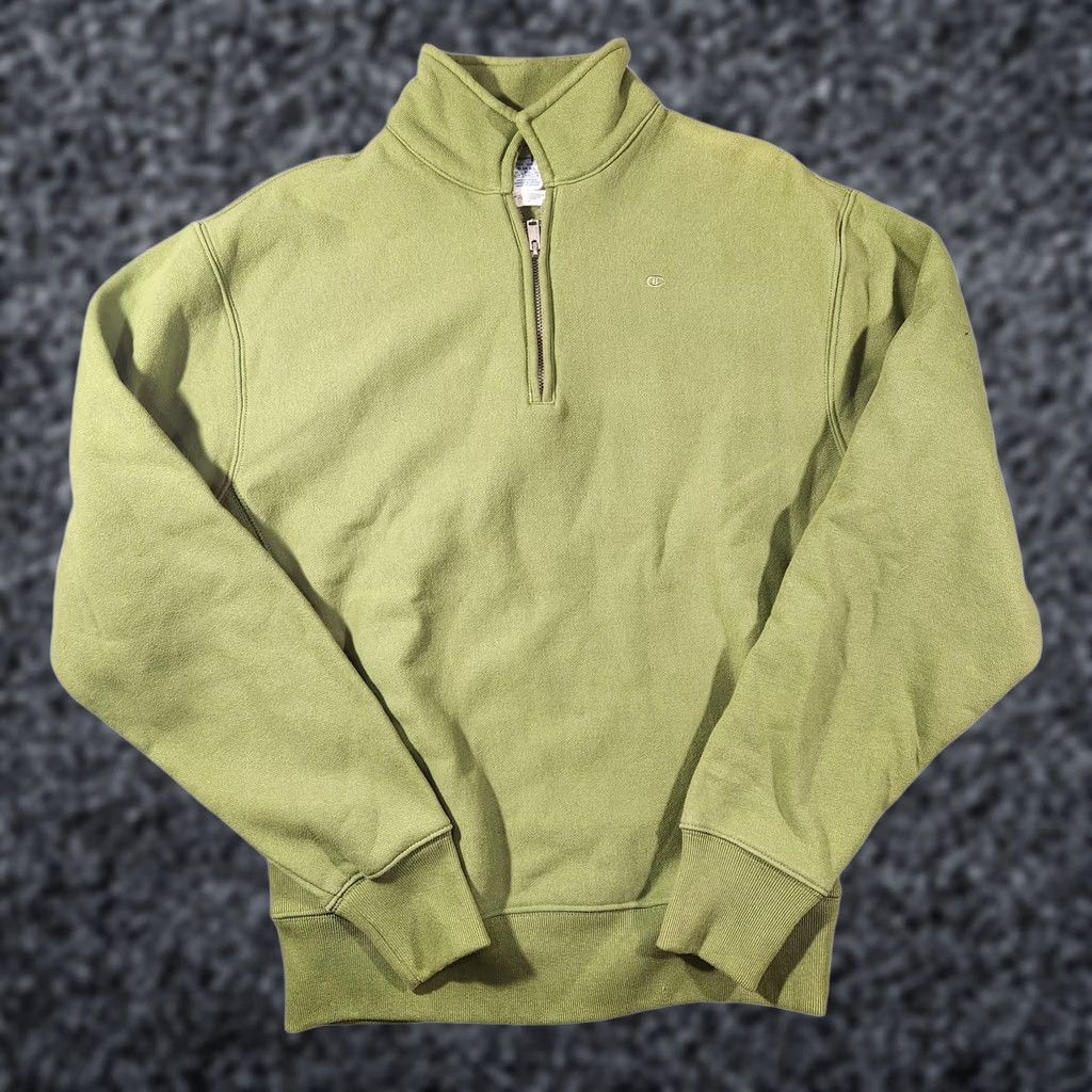 Champion Champion Sweatshirt Mens X-Small Green 1/4 Zip Pullover Reverse Weave Fleece Zipper Logo Mock Neck Size US XS / EU 42 / 0 - 1 Thumbnail