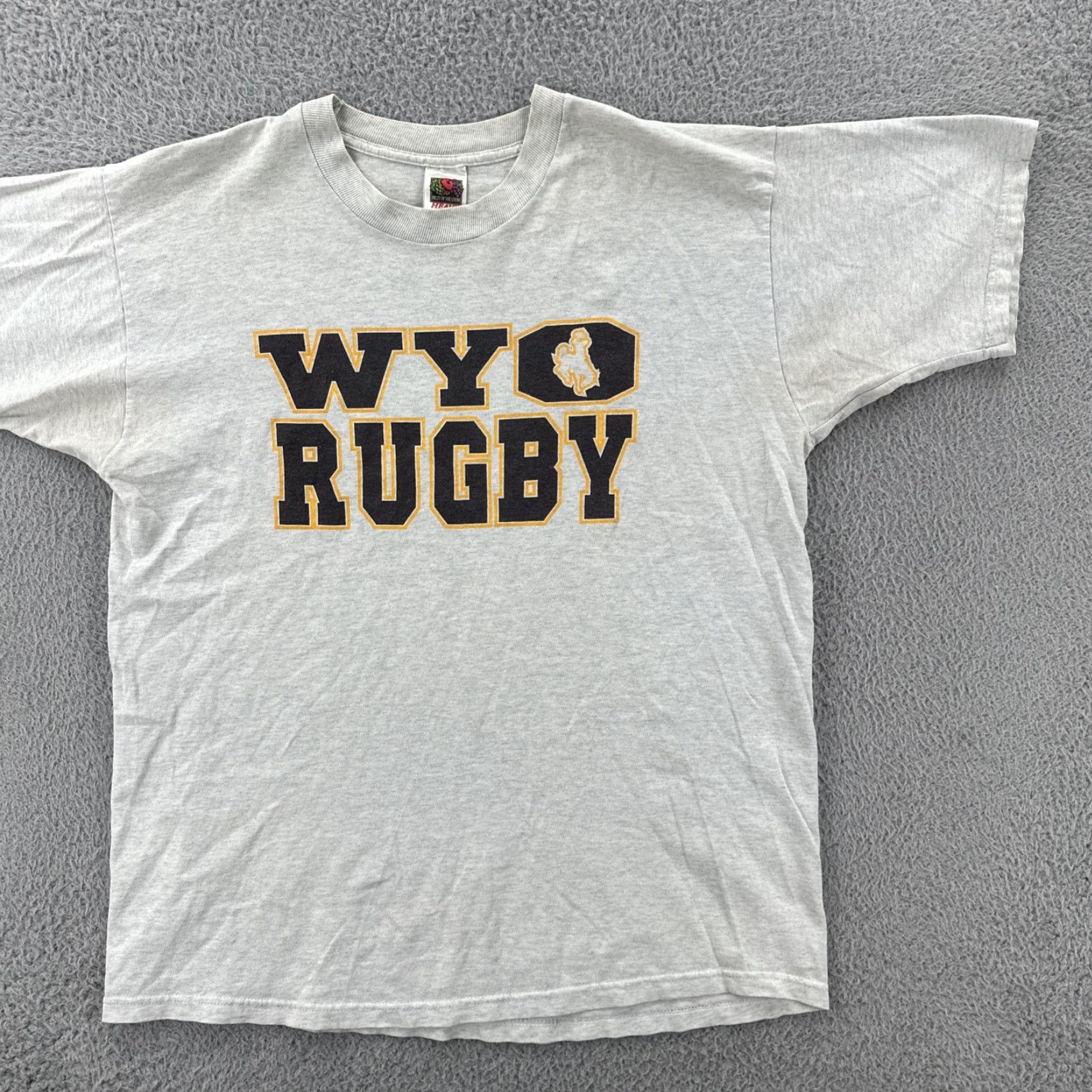 Fruit Of The Loom VINTAGE Fruit Of the Loom Heavy Adult XL Heather Gray Shirt WYO Rugby 90s Y2K Mens Shirt XL Gray 90s Size US XL / EU 56 / 4 - 2 Thumbnail