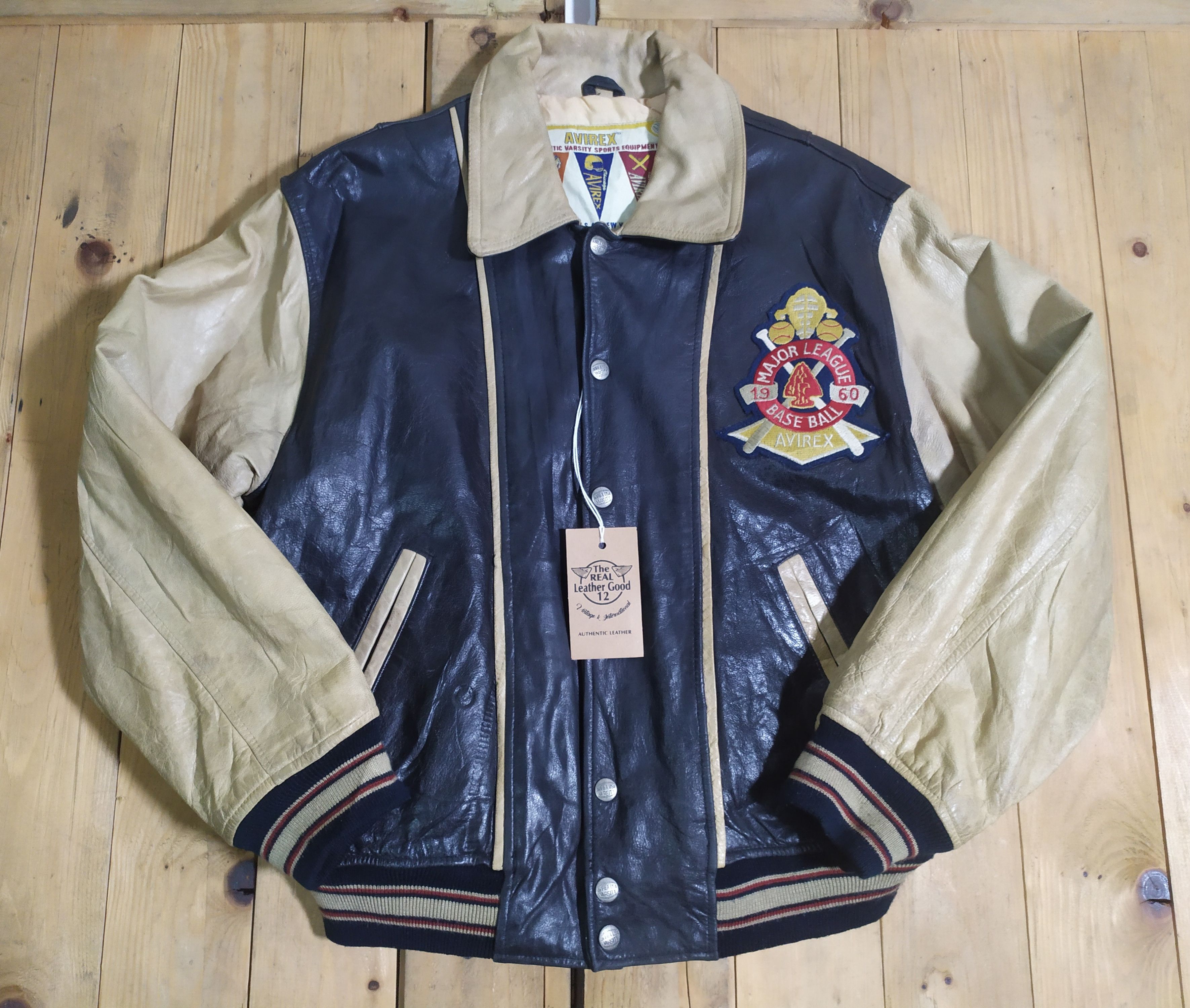 Avirex SUPER Vtg Avirex Varsity Midnight Sun League Leather Jacket