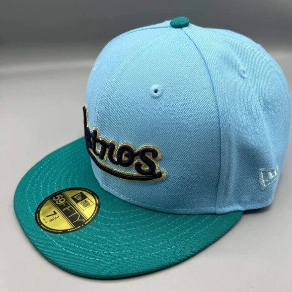 New Era Houston Astros Hat Men 7 3/8 59Fifty New Era MLB Fitted Cap Size ONE SIZE - 4 Thumbnail