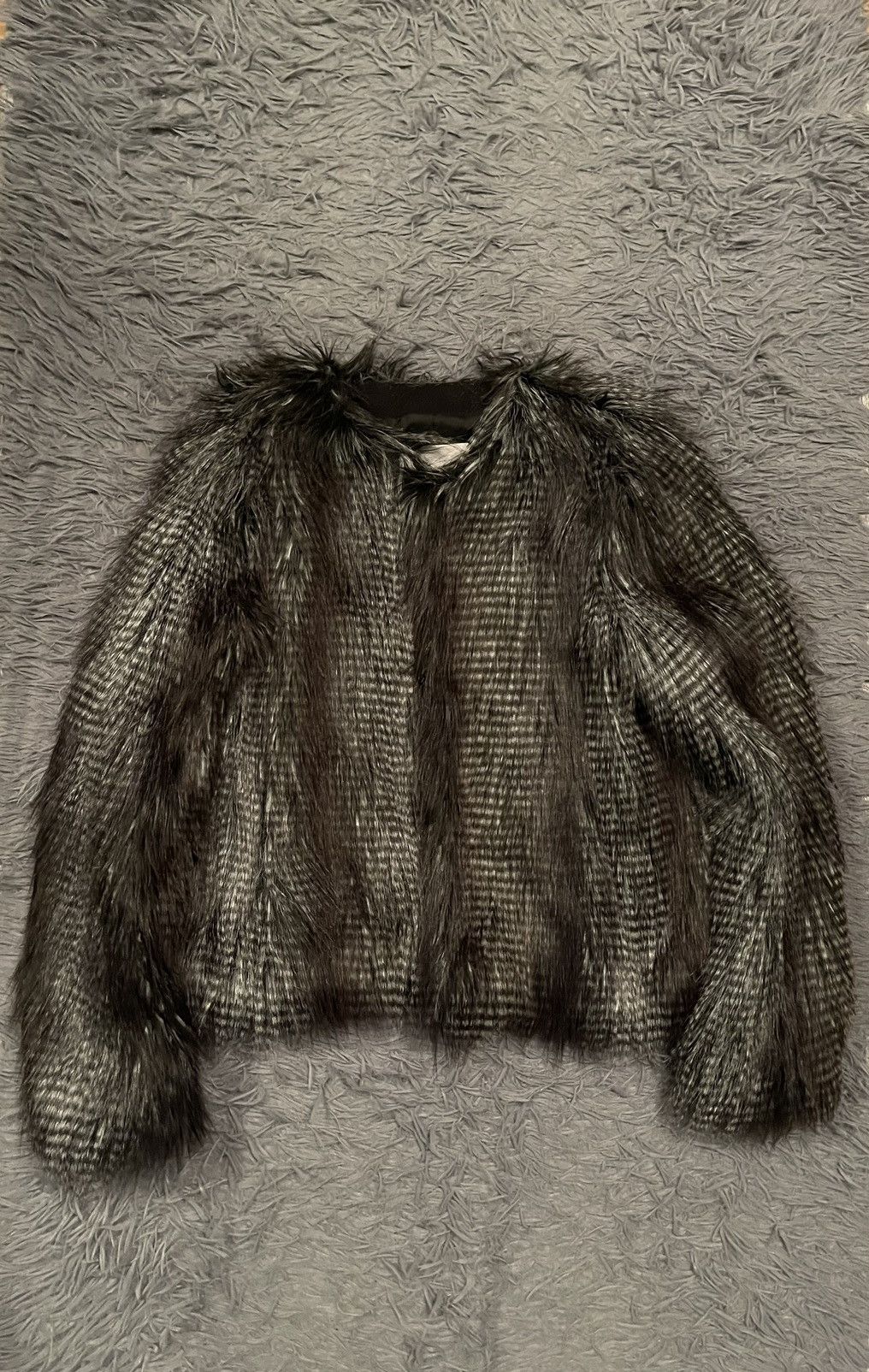 image of Avant Garde x Frankie Morello Faux Fur Fuzzy Jacket in Grey, Women's (Size Medium)
