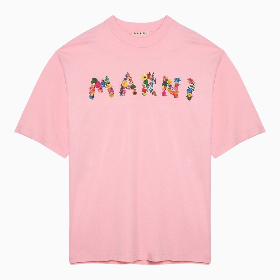 image of Marni O1D2Blof0424 Logo T-Shirts In Pink, Men's (Size Small)