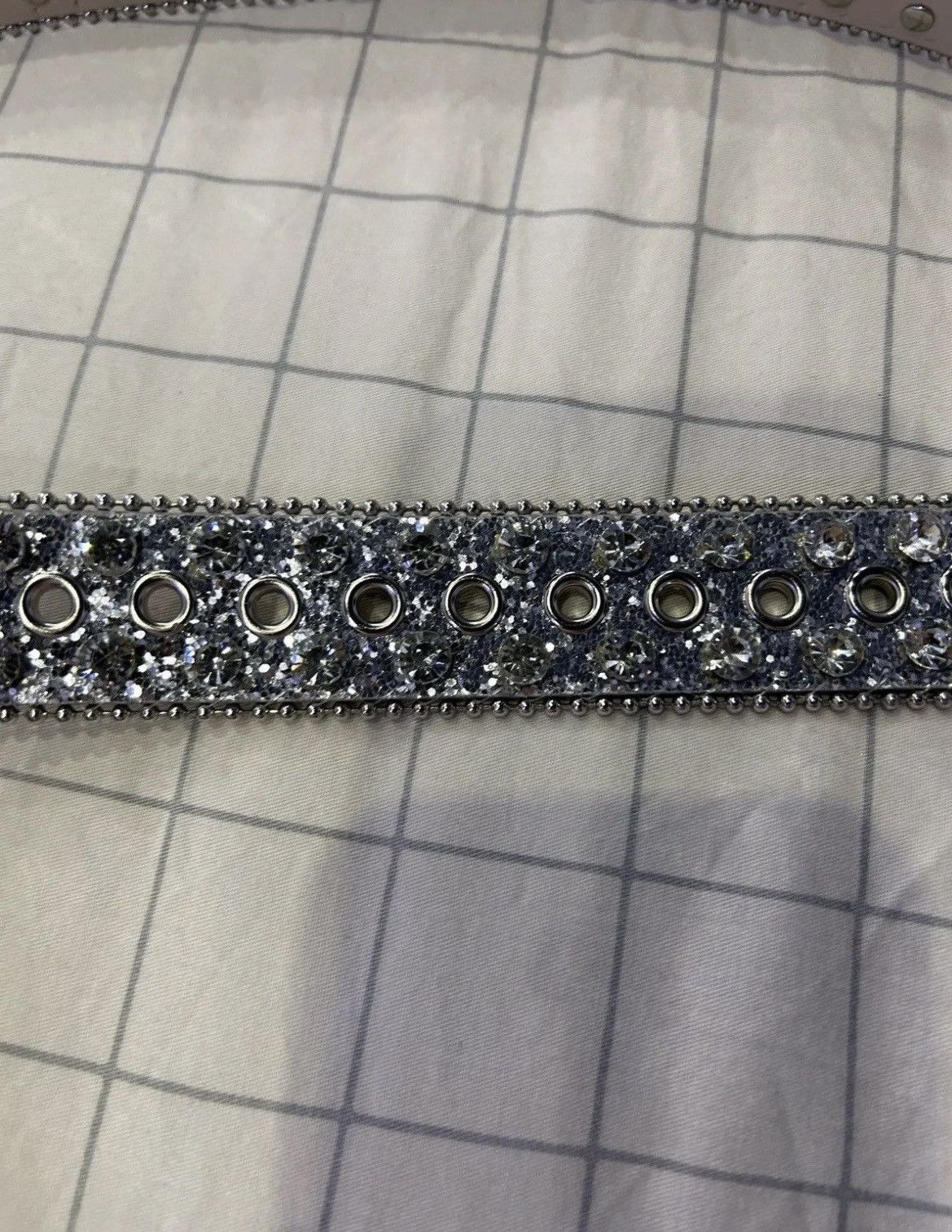 Leather Gorgeous Rhinestone Studded PU Leather Belt Size ONE SIZE - 4 Thumbnail