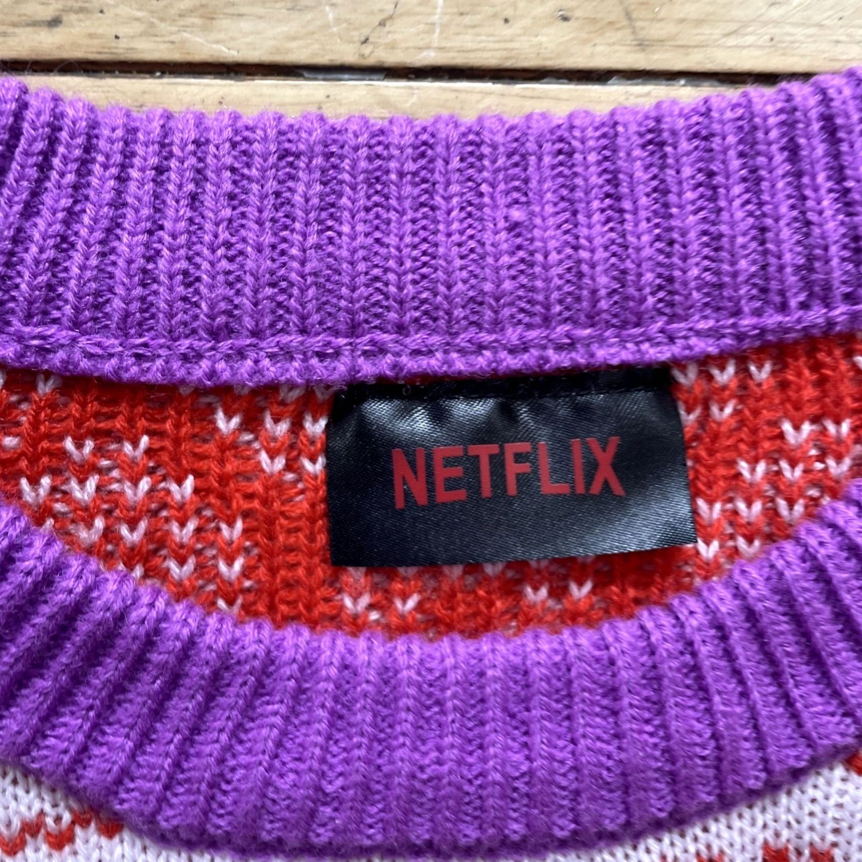 Pinko NETFLIX Sweater XL Pink Peach Knit Crew Neck Unisex Adults Long Sleeve Geometric FairIsle Casual Party/Cocktail Size XL / US 12-14 / IT 48-50 - 6 Thumbnail