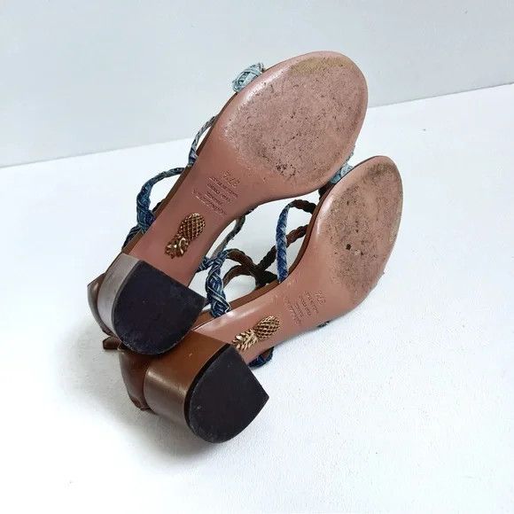 Aquazzura Aquazurra | Tyra Denim Woven Heels Size US 7.5 / IT 37.5 - 4 Thumbnail