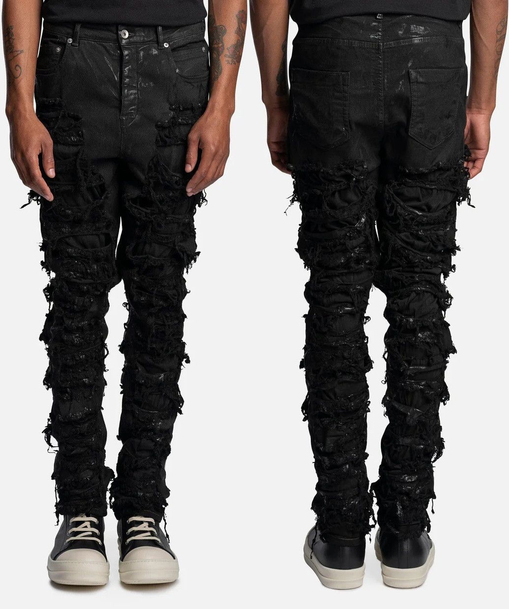 Rick Owens Rick Owens Detroit Cut Destroyed/Slashed Black Denim Size US 36 / EU 52 - 2 Thumbnail