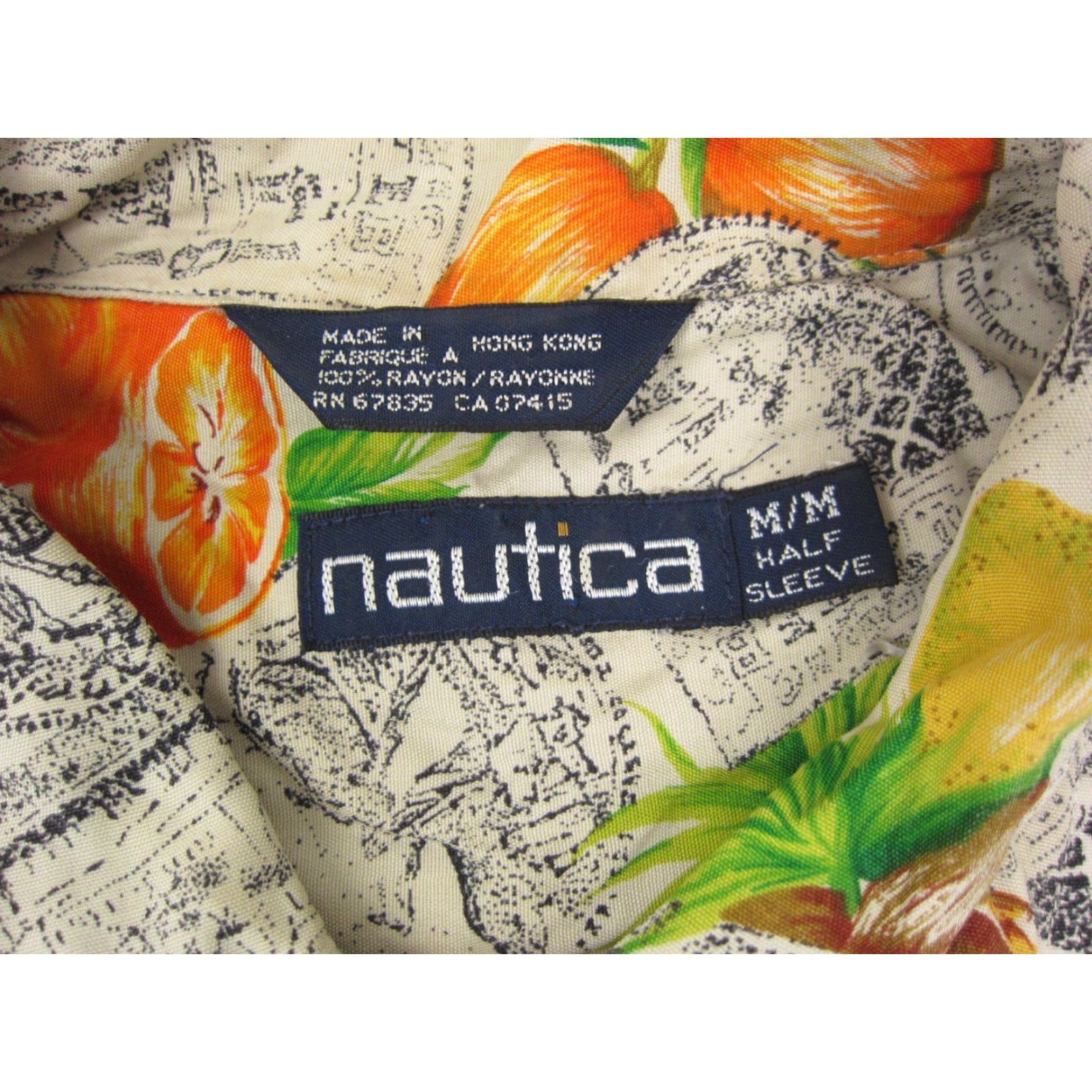 Nautica VINTAGE Nautica Shirt Adult Medium Cream Green 90s Hawaiian Lemons Camp Mens Size US M / EU 48-50 / 2 - 4 Thumbnail