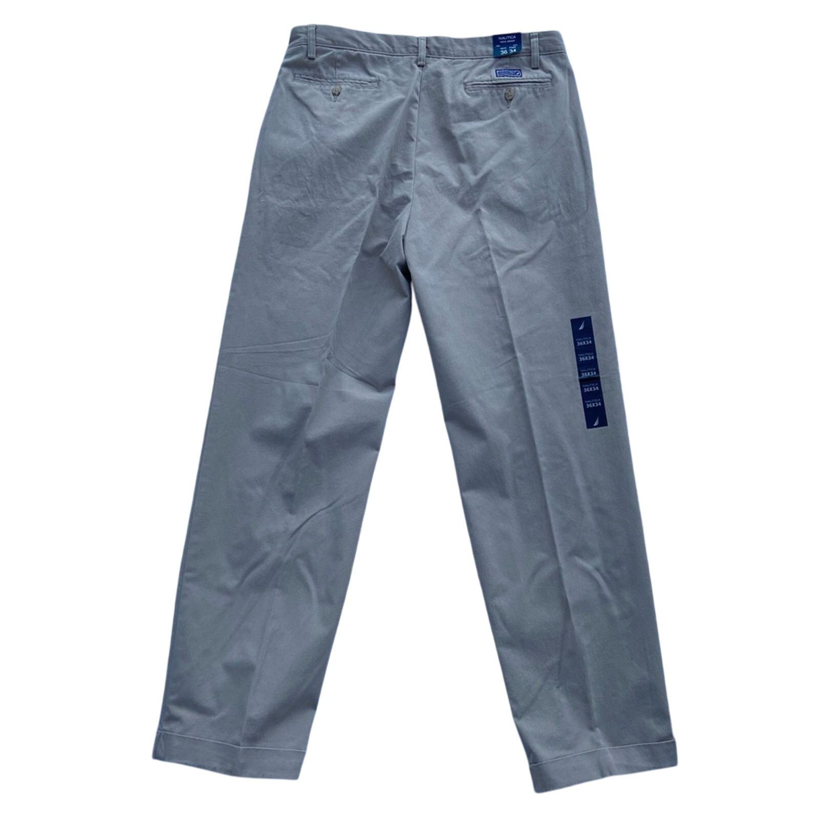Nautica NWT New Nautica Mens Size 36X34 Khaki Cotton Cuffed Pants Size US 36 / EU 52 - 3 Thumbnail