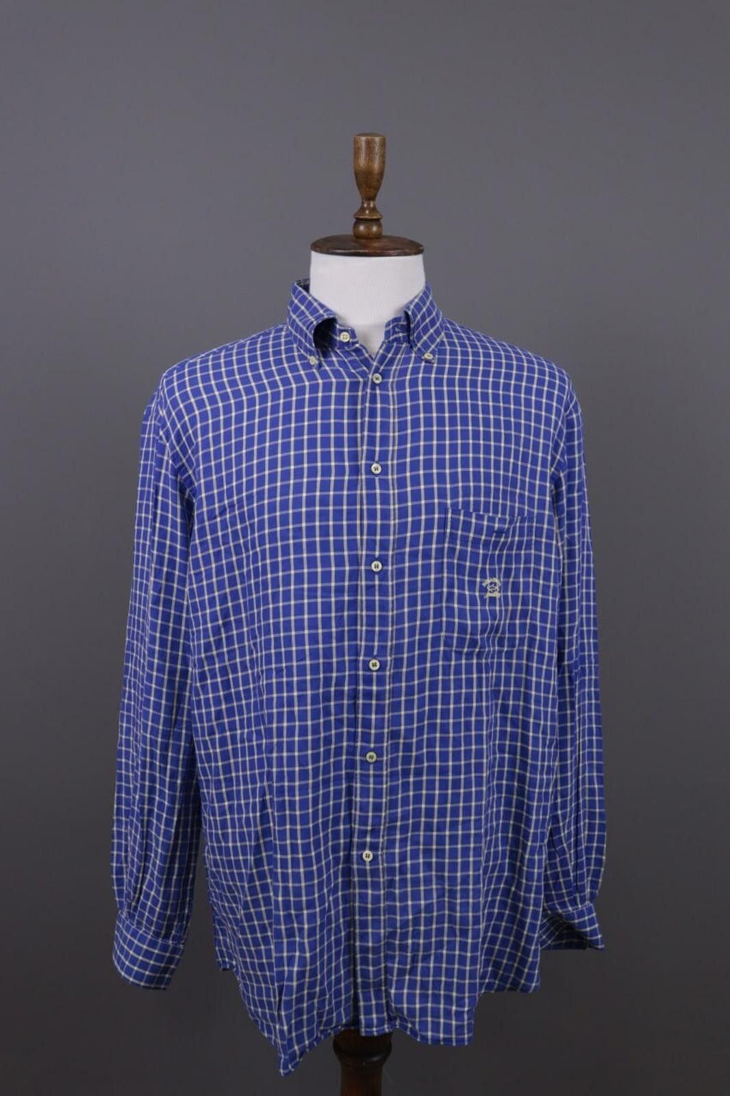 Paul & Shark Yachting Shark Fit Blue Check Shirt Size 43