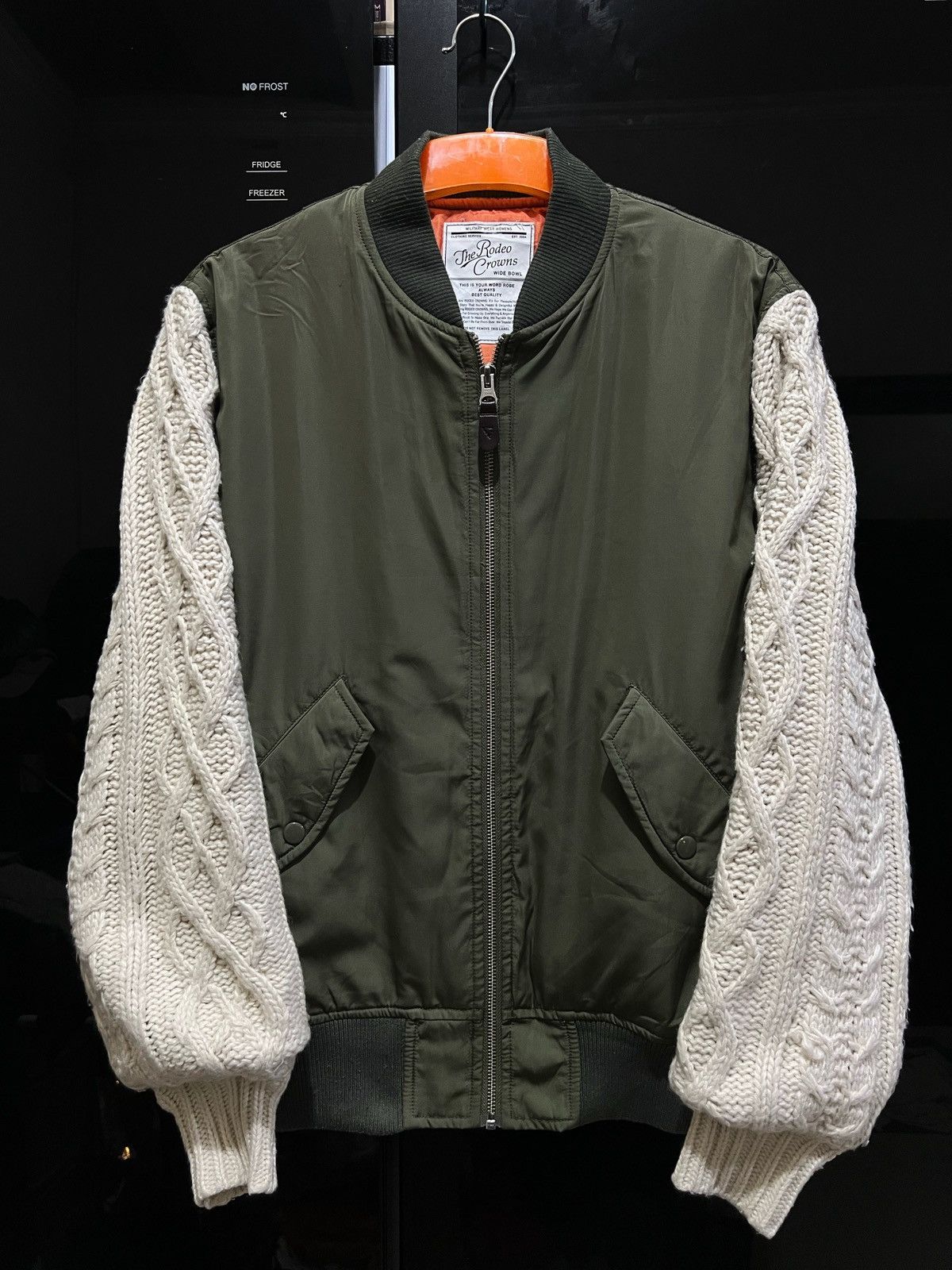 Japanese Brand Vintage The Rodeo Crown Japan Knit Sleeves Bomber Jacket Size US S / EU 44-46 / 1 - 3 Thumbnail