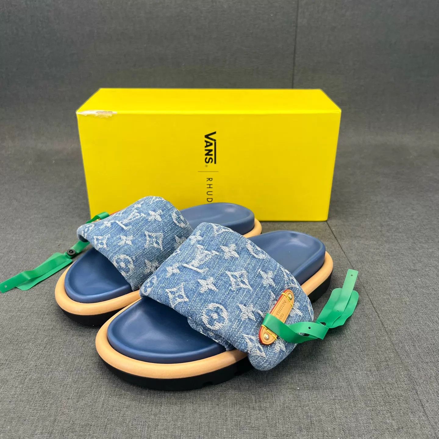 Louis Vuitton LV Pool Pillow Blue Denim Slippers 35 Original Box Size US 4.5 / IT 34.5 - 1 Thumbnail