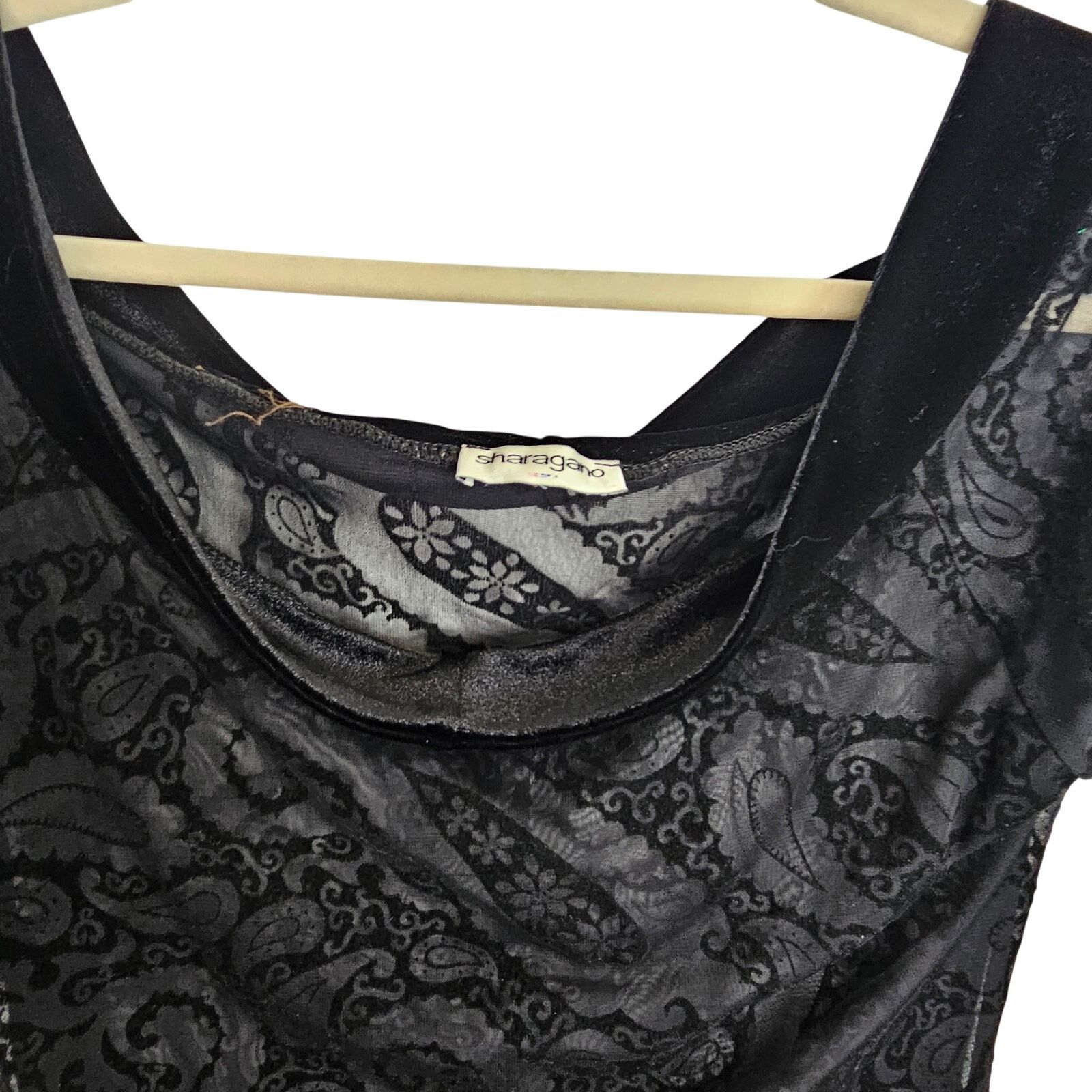 HARAGO Sharagano Velvet Burnout Off Shoulder Top S Whimsigoth Sheer Size S / US 4 / IT 40 - 2 Thumbnail