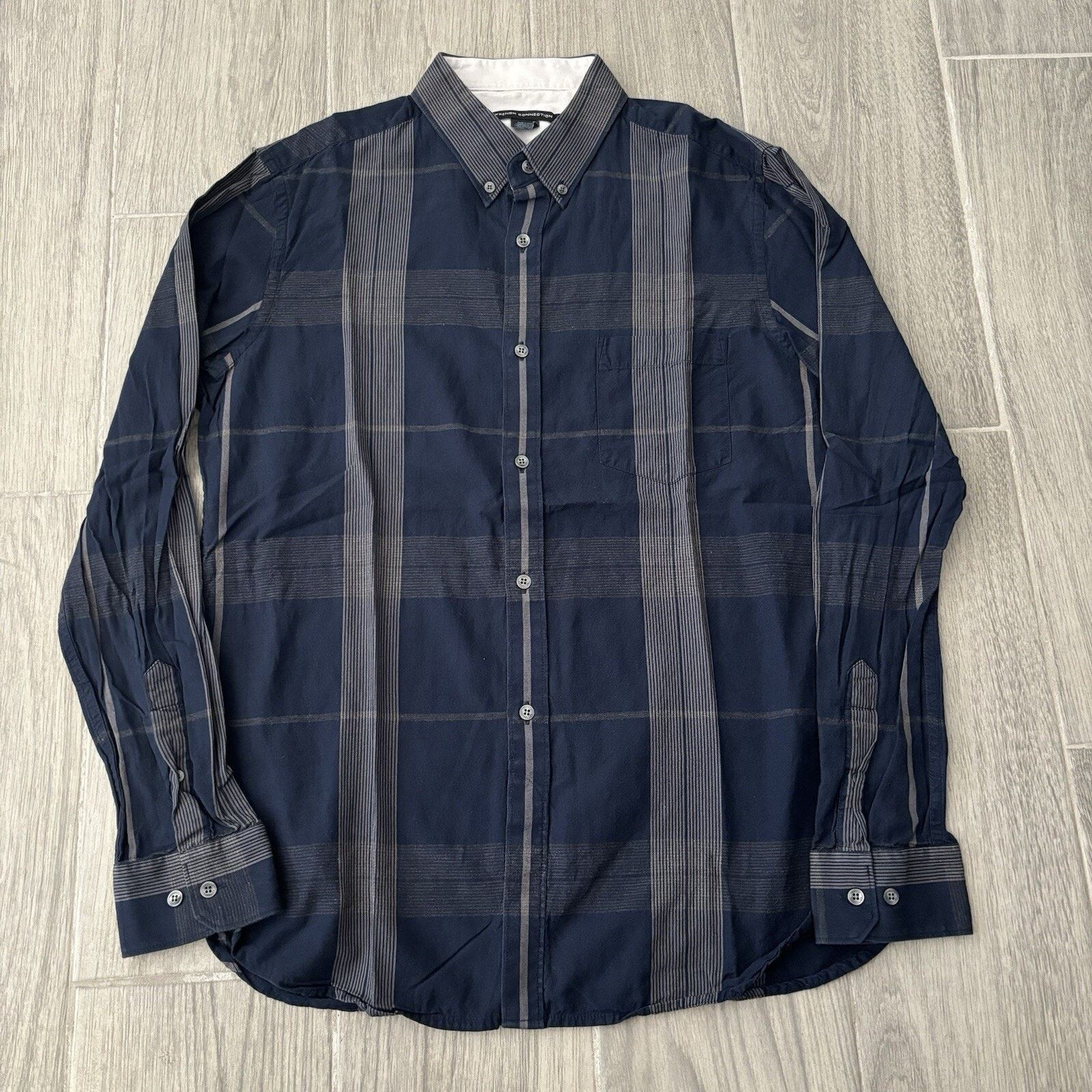 French Connection French Connection Men’s Large Blue Grey Plaid Button Shirt Size US L / EU 52-54 / 3 - 1 Thumbnail