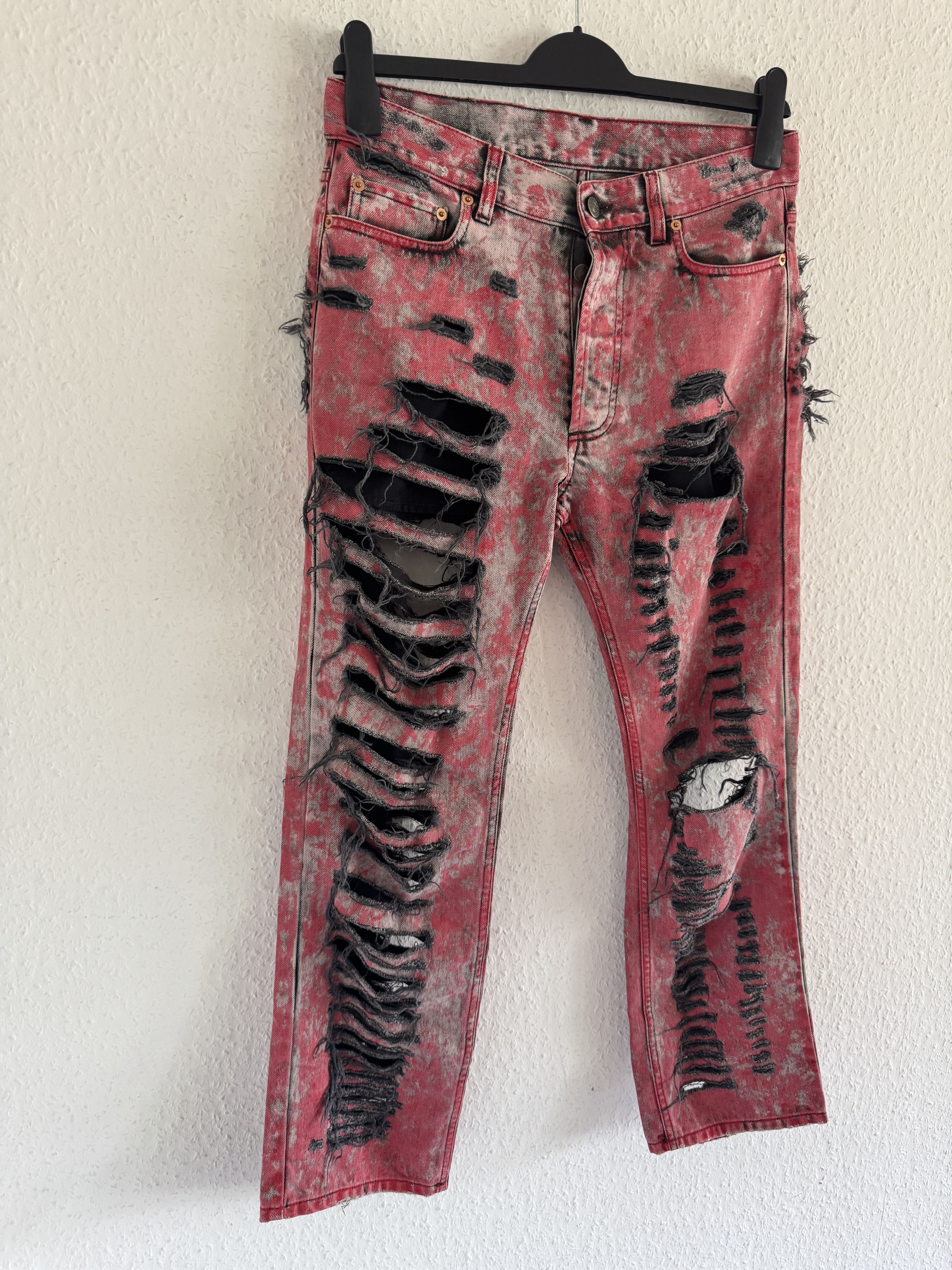 Gucci Distressed Red Destroyed Denim Pants Size US 32 / EU 48 - 3 Thumbnail