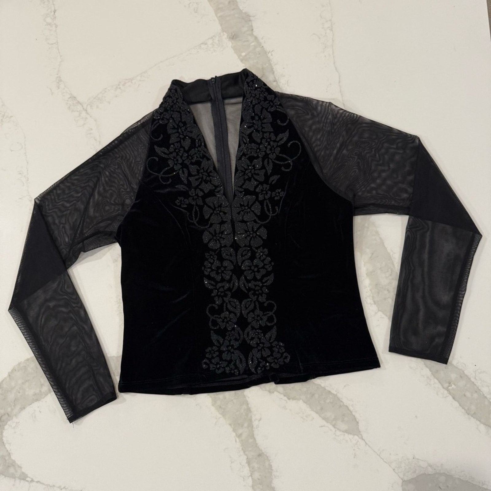 Vintage Vintage J.R. Nites By Caliendo Velvet Sexy Mesh Top Womens 8 Size M / US 6-8 / IT 42-44 - 1 Thumbnail