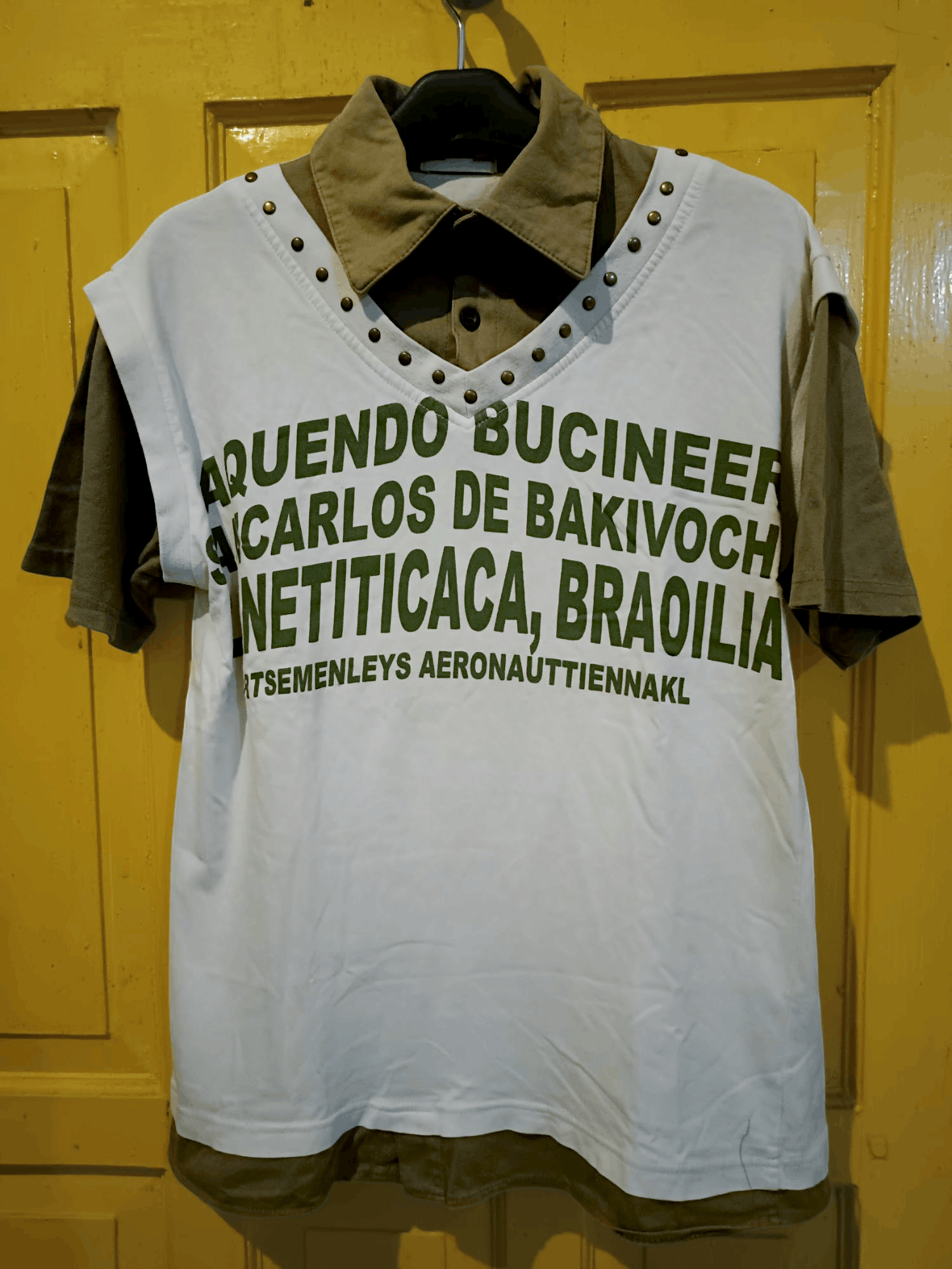 If Six Was Nine × Japanese Brand × Vintage GSZ poem double layer studded Short Sleeve tshirt Size US M / EU 48-50 / 2 - 5 Thumbnail