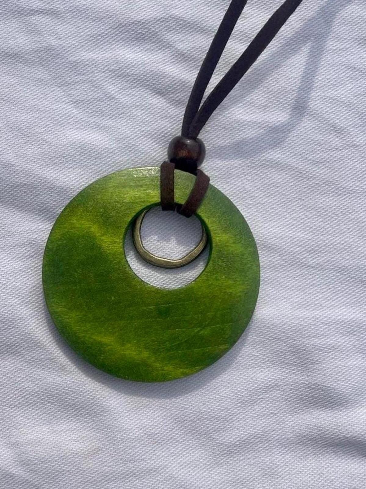 Other Gold green wooden bohemian spiral pendant necklace Size ONE SIZE - 2 Thumbnail