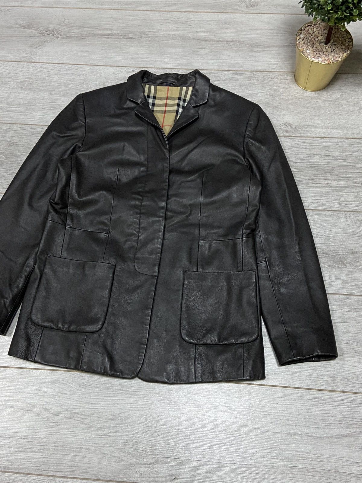 Burberry Burberry leather jacket nova check zip wool Size L / US 10 / IT 46 - 3 Thumbnail