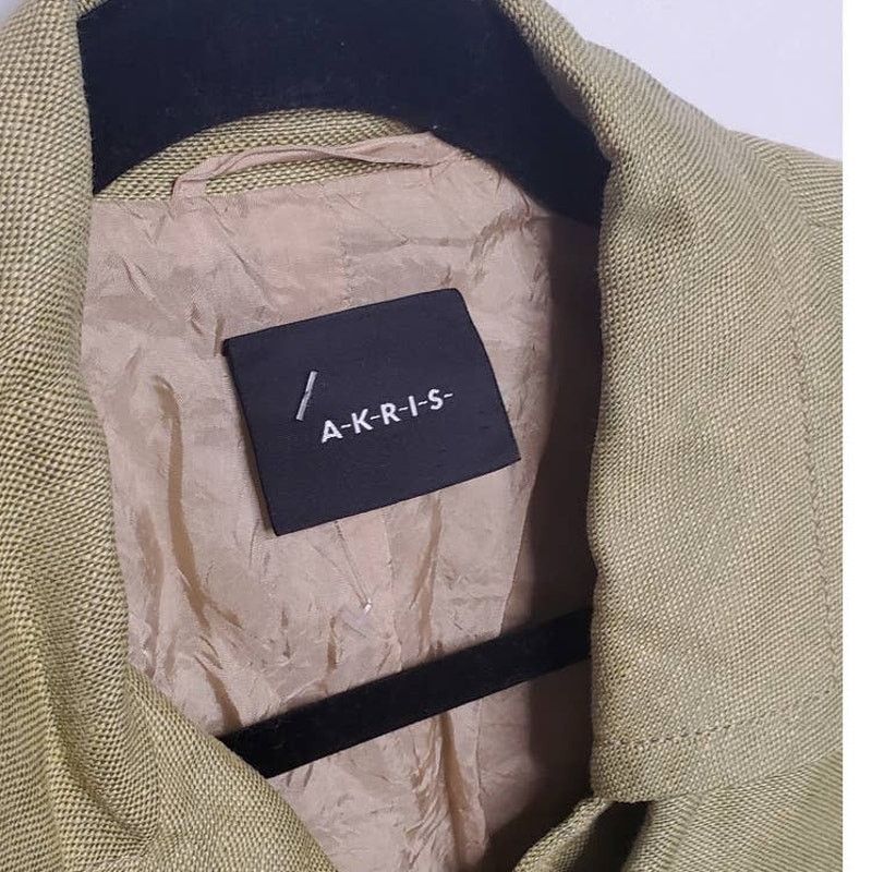 Akris AKRIS Designer Classic Green Linen & Silk Blend Blazer Size L / US 10 / IT 46 - 12 Thumbnail