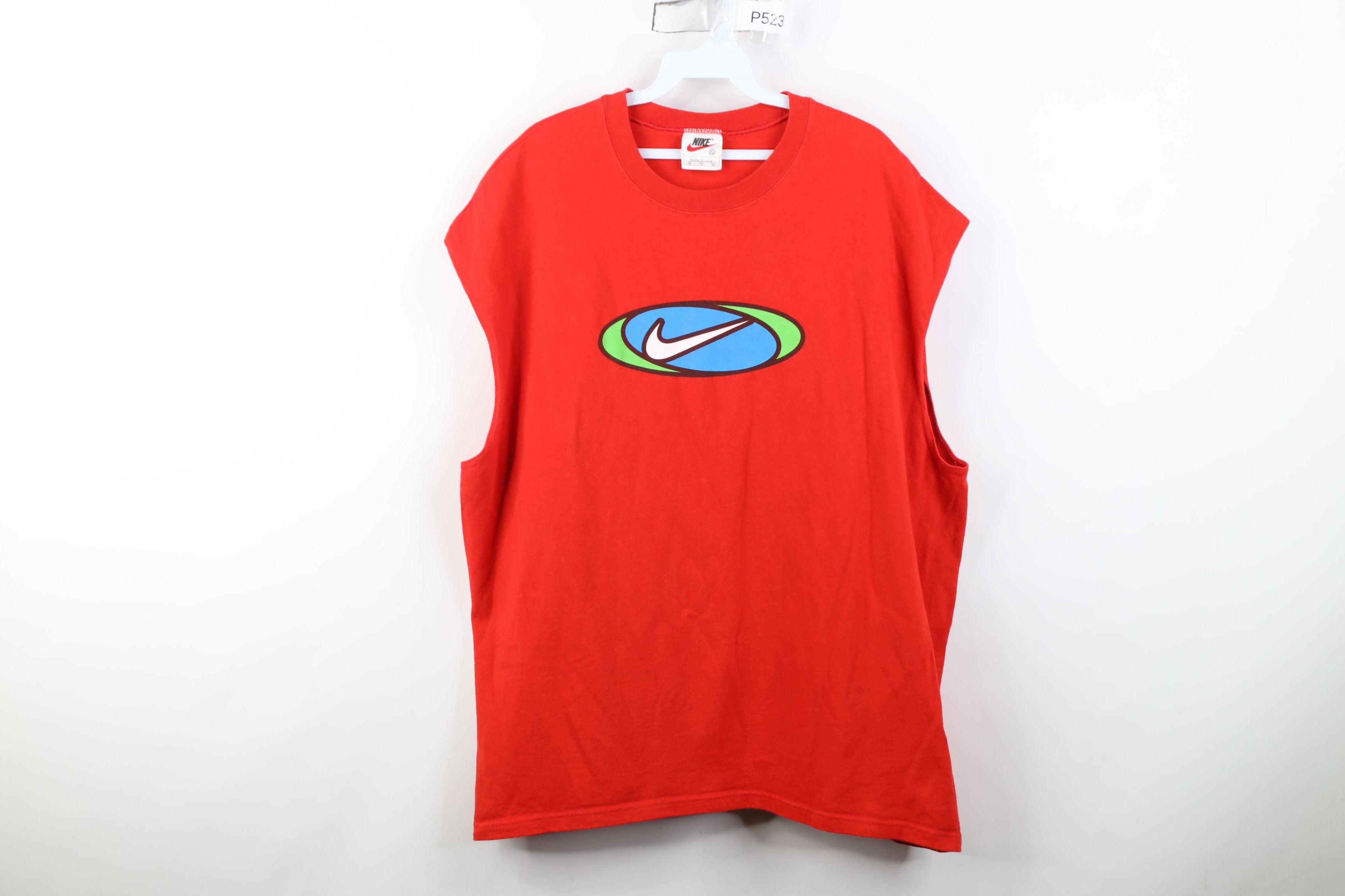 Nike Vintage 90s Nike Scott Center Swoosh Muscle T-Shirt Red USA Size US L / EU 52-54 / 3 - 1 Thumbnail