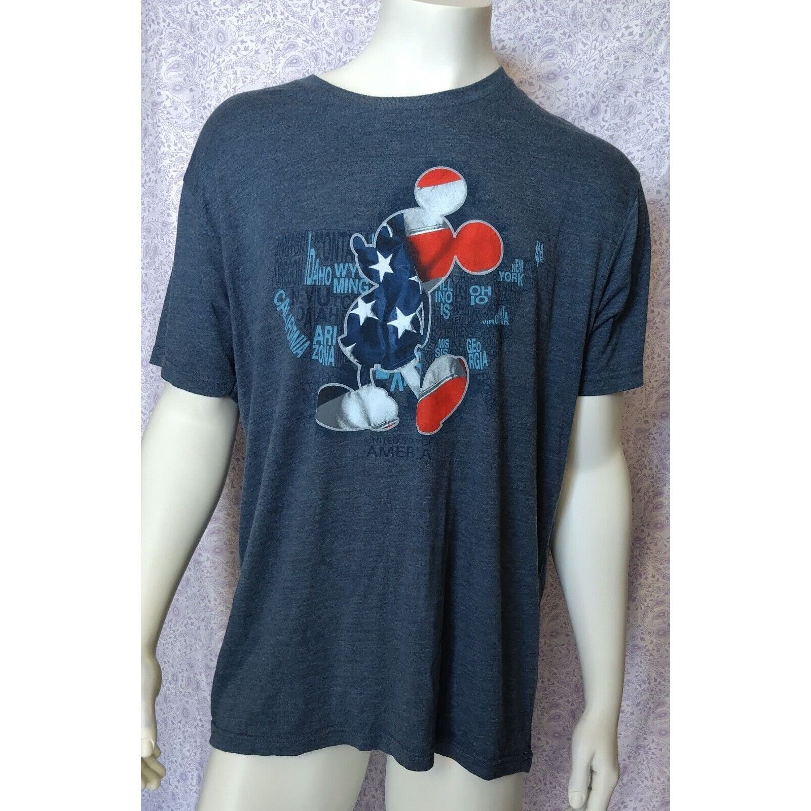 Disney Classic Disney World Mickey Mouse Distressed USA Ringer sz L Size US L / EU 52-54 / 3 - 1 Thumbnail