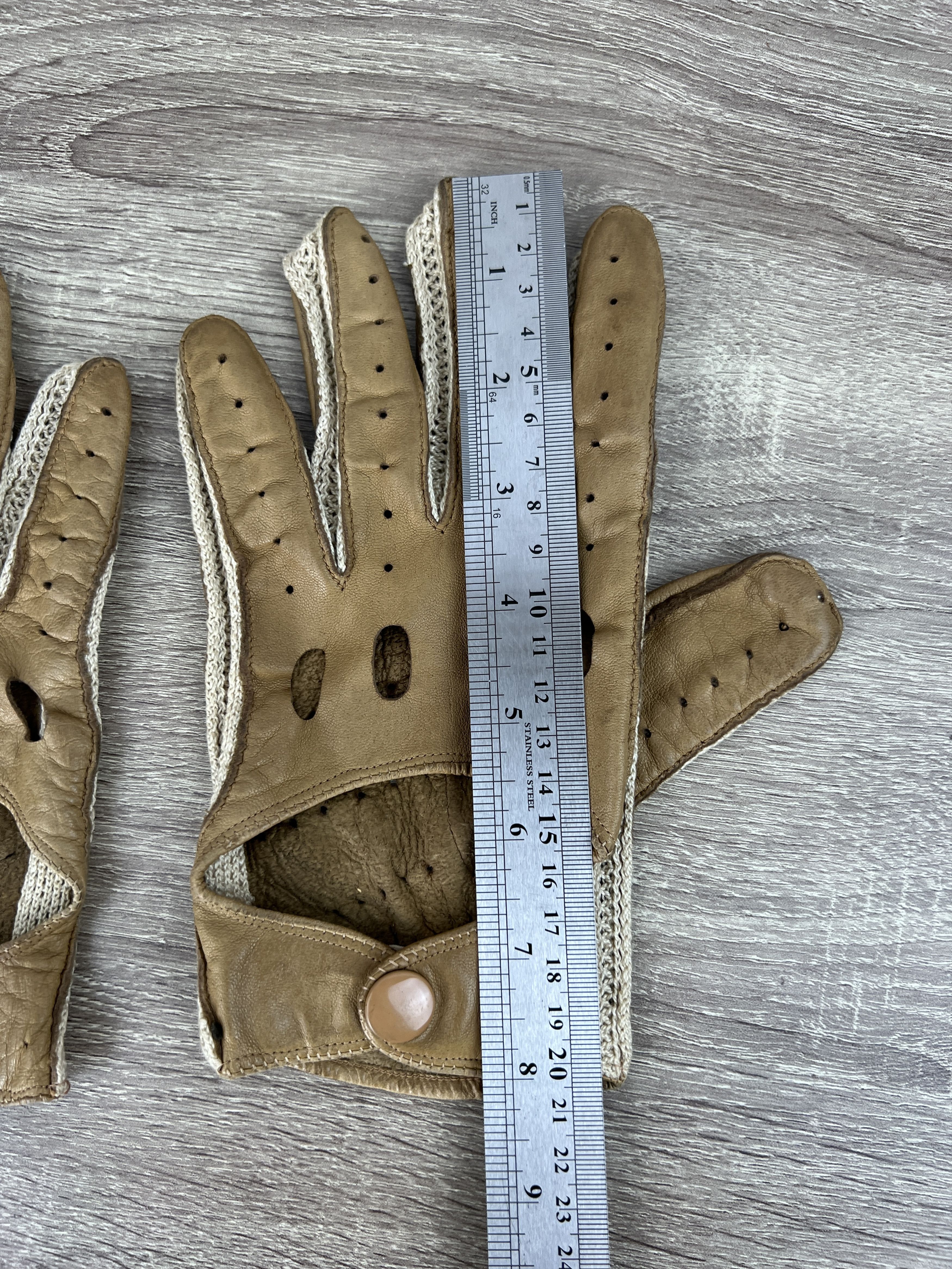 Vintage Vintage 70-80s Brown Leather Racing Gloves Knitted Leon Dore Size ONE SIZE - 17 Thumbnail