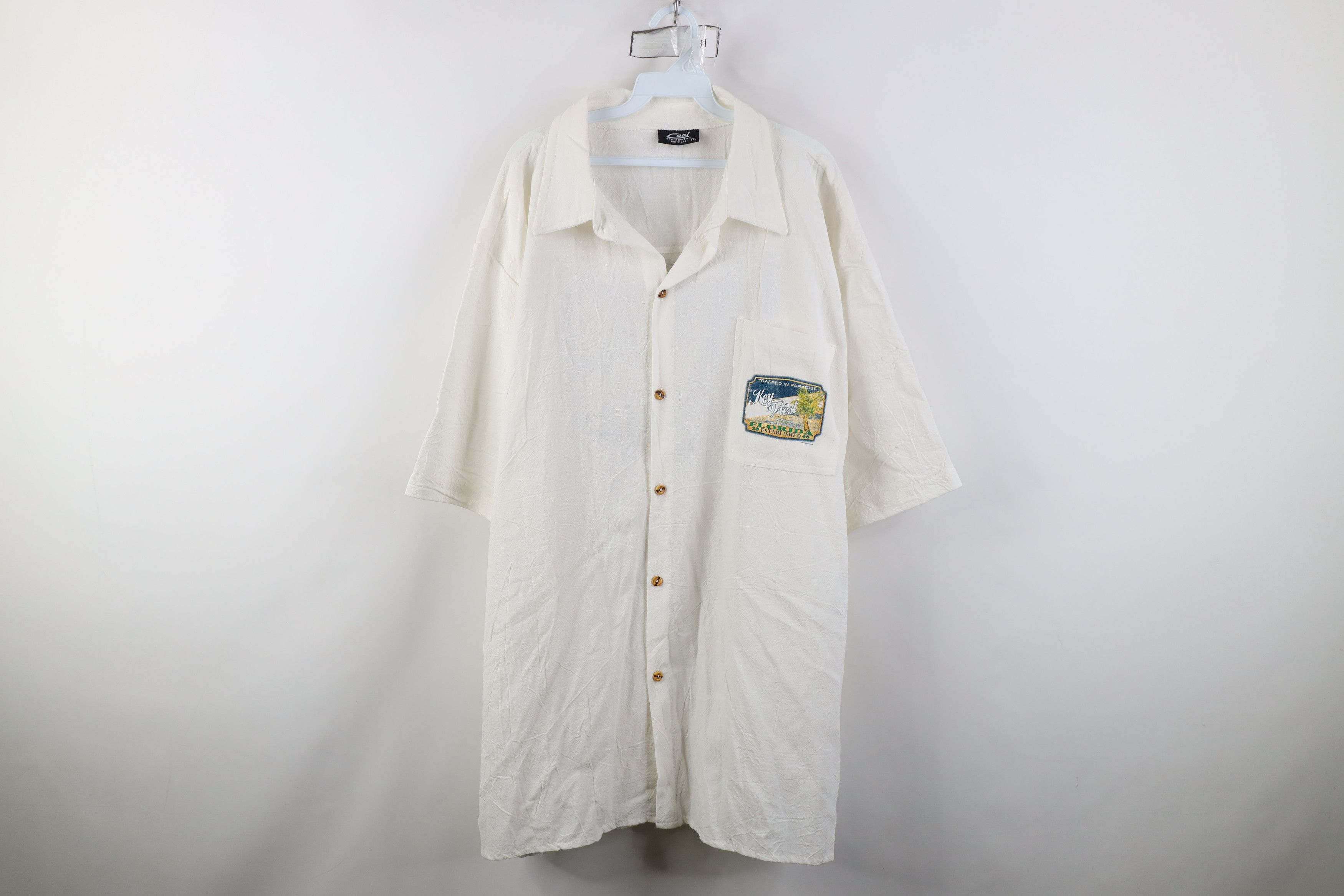 Vintage Vintage 90s Streetwear Key West Beach Button Shirt White USA Size US XXL / EU 58 / 5 - 1 Thumbnail