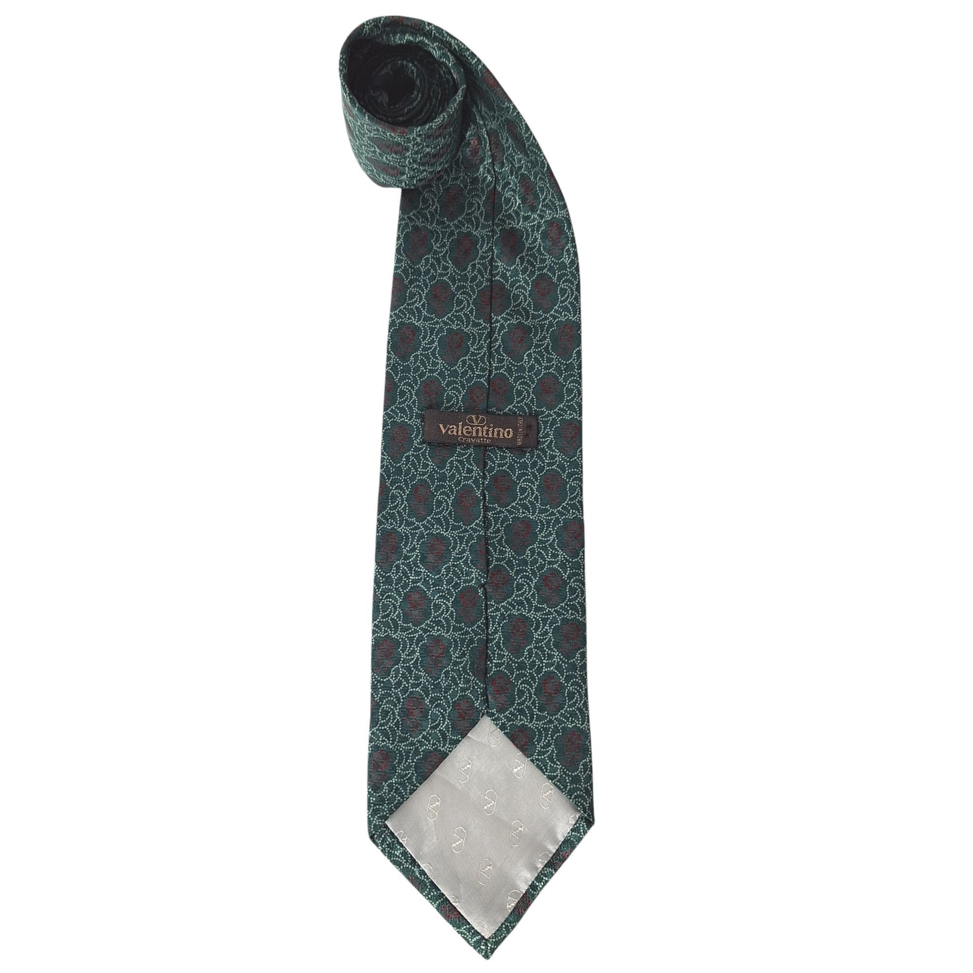 Valentino Vintage Valentino Cravatte Tie Silk Made in Italy Green Red Size ONE SIZE - 5 Thumbnail