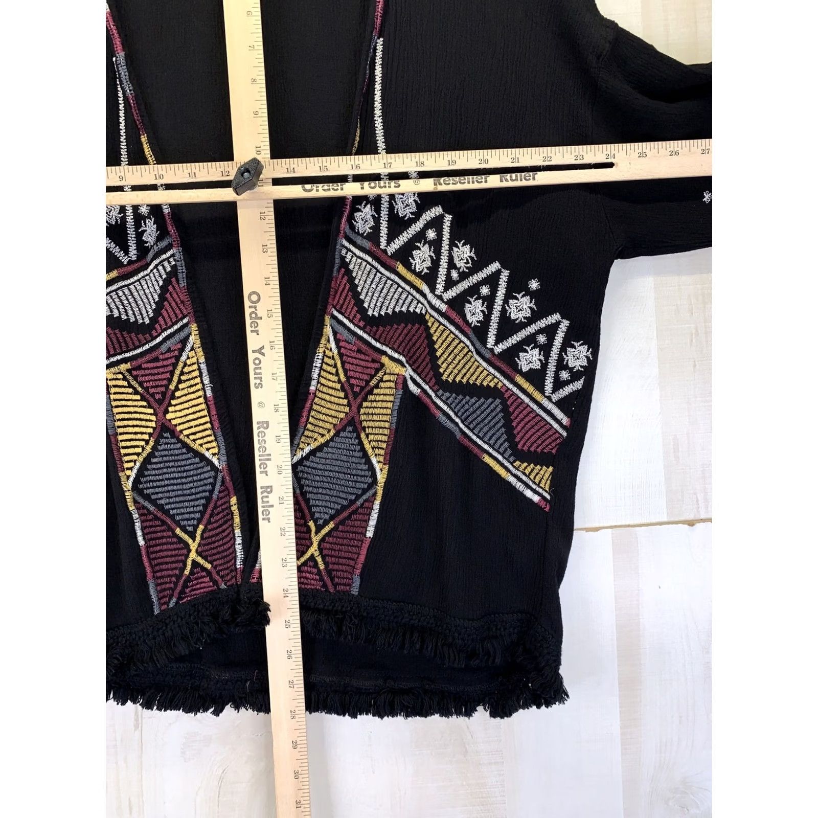 Vintage Knox Rose XS Embroidered Fringe Trim Open Front Oversized Cardigan Womens Size XS / US 0-2 / IT 36-38 - 5 Thumbnail