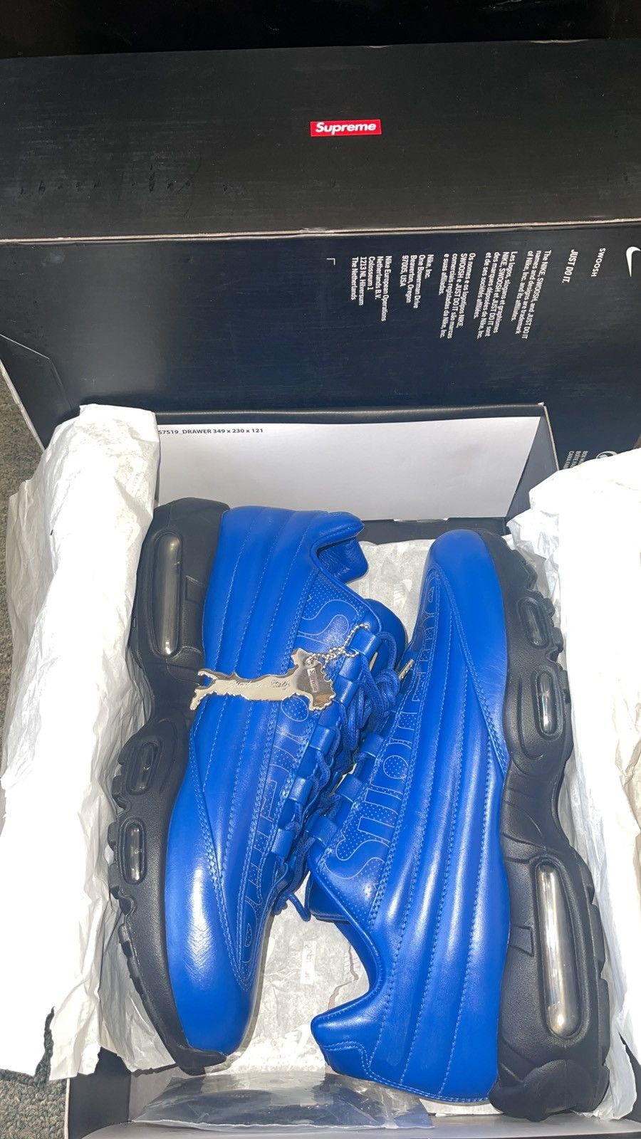 image of Size 10.5 - Nike Air Max 95 Lux X Supreme Hyper Cobalt 2019 Shoes in Blue, Men's