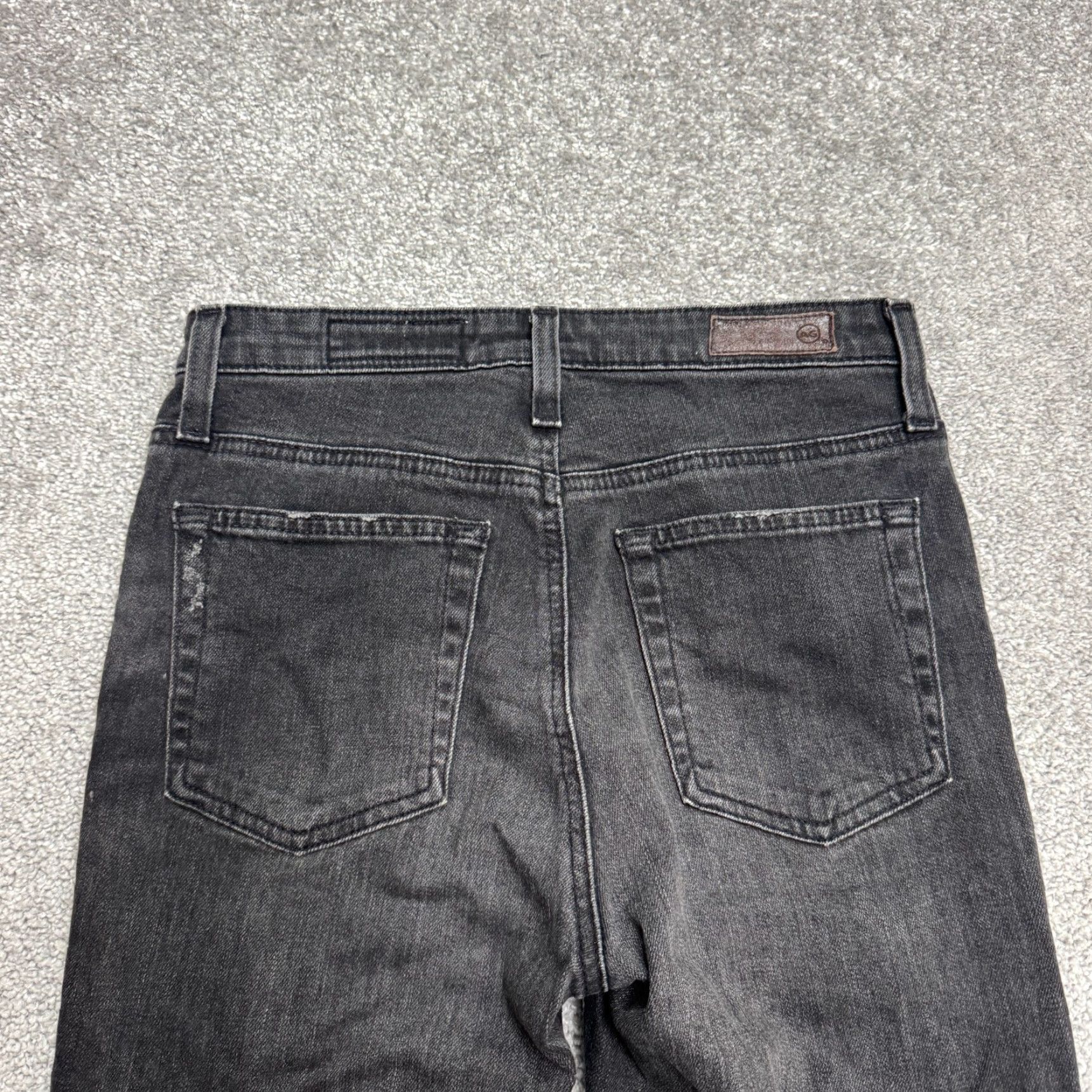 Vintage AG Adriano Goldschmied The Isabelle Button-Up High Rise Straight Crop Jeans 26R Black Denim Jeans Size 26" / US 2 / IT 38 - 5 Thumbnail