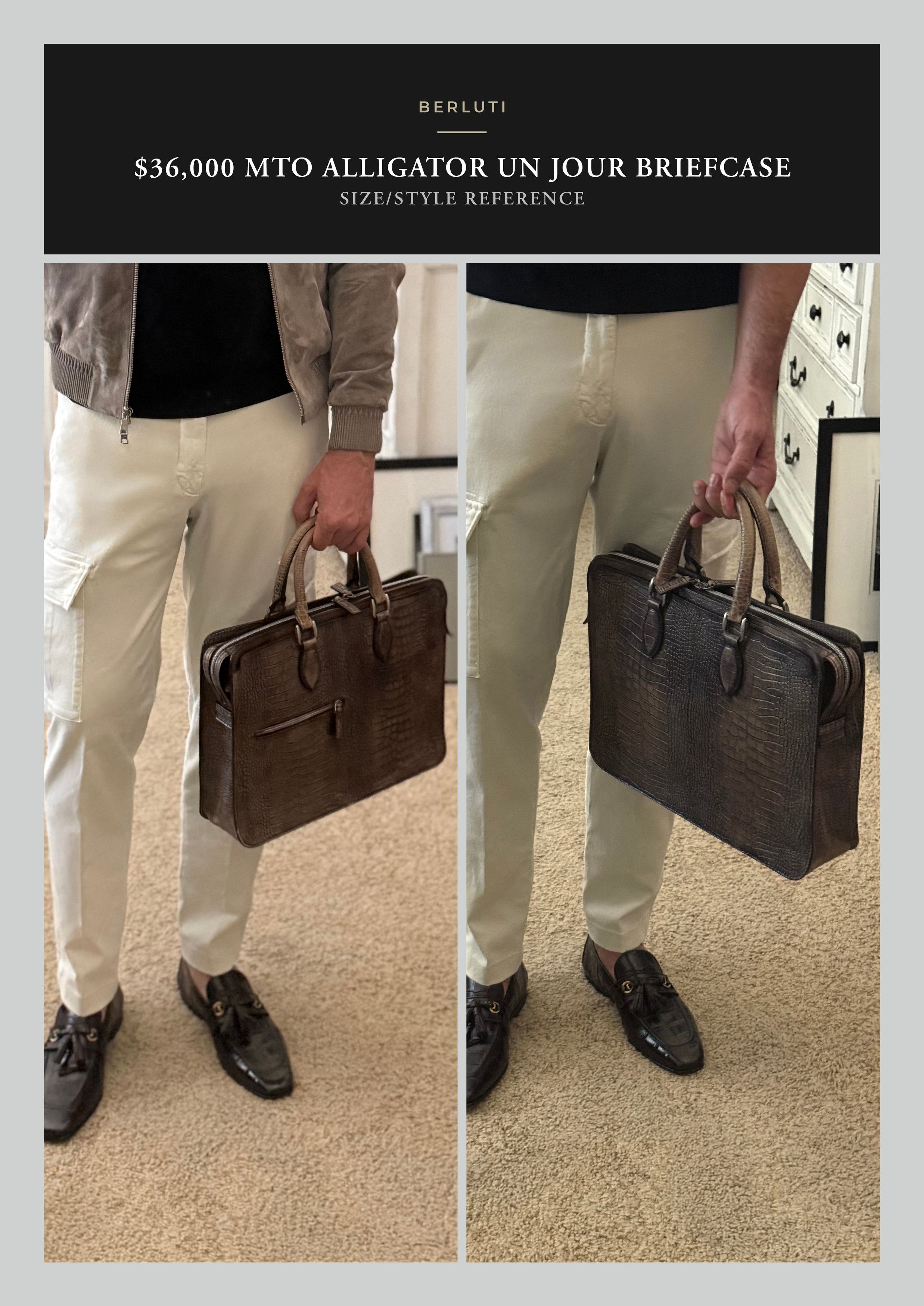 Berluti Ultimate Rare $36K MTO BERLUTI Alligator Crocodile Briefcase Size ONE SIZE - 1 Thumbnail