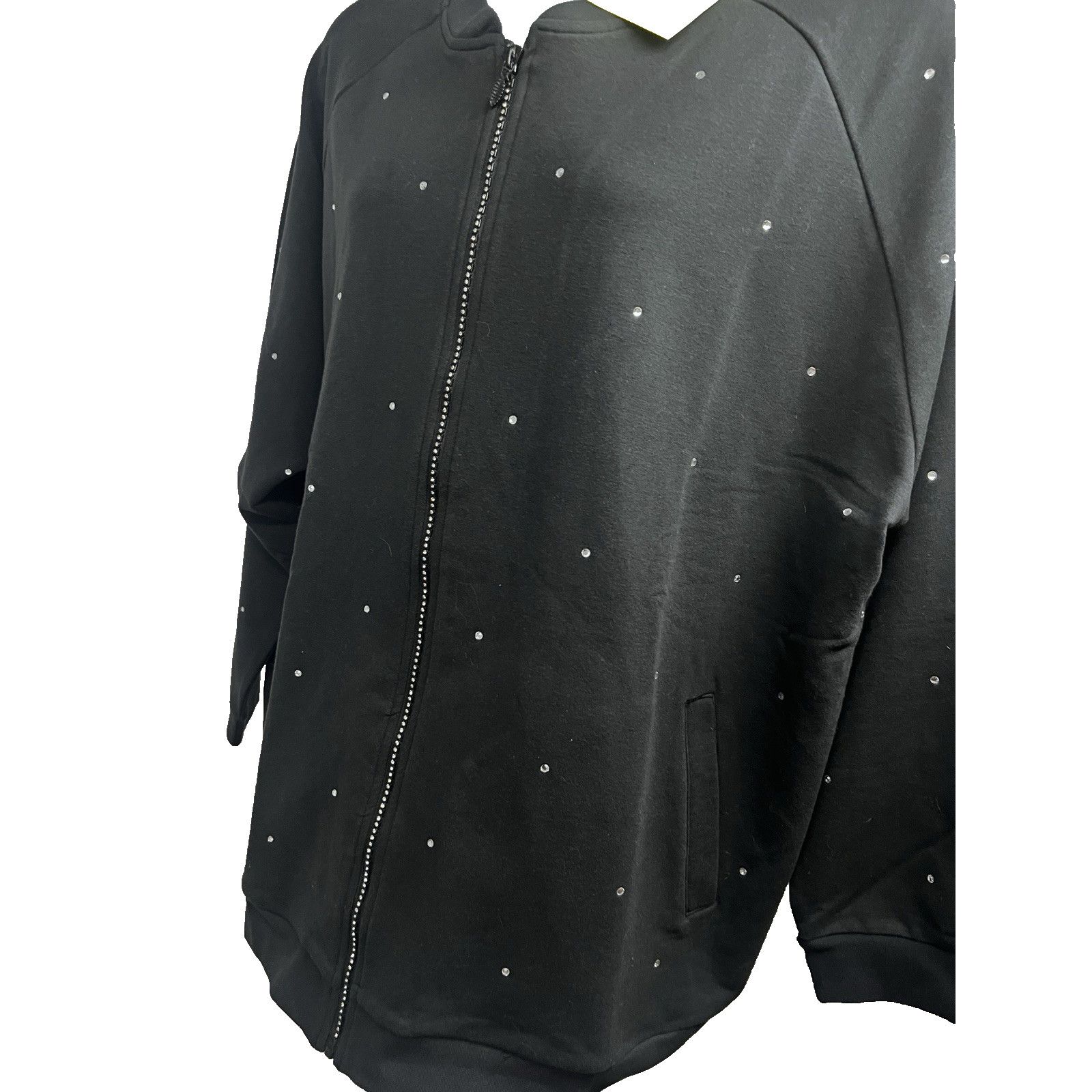 Other Quacker Factory Black Zip Up Jacket Plus 3X Rhinestones New Size 3XL / US 20-22 - 4 Thumbnail