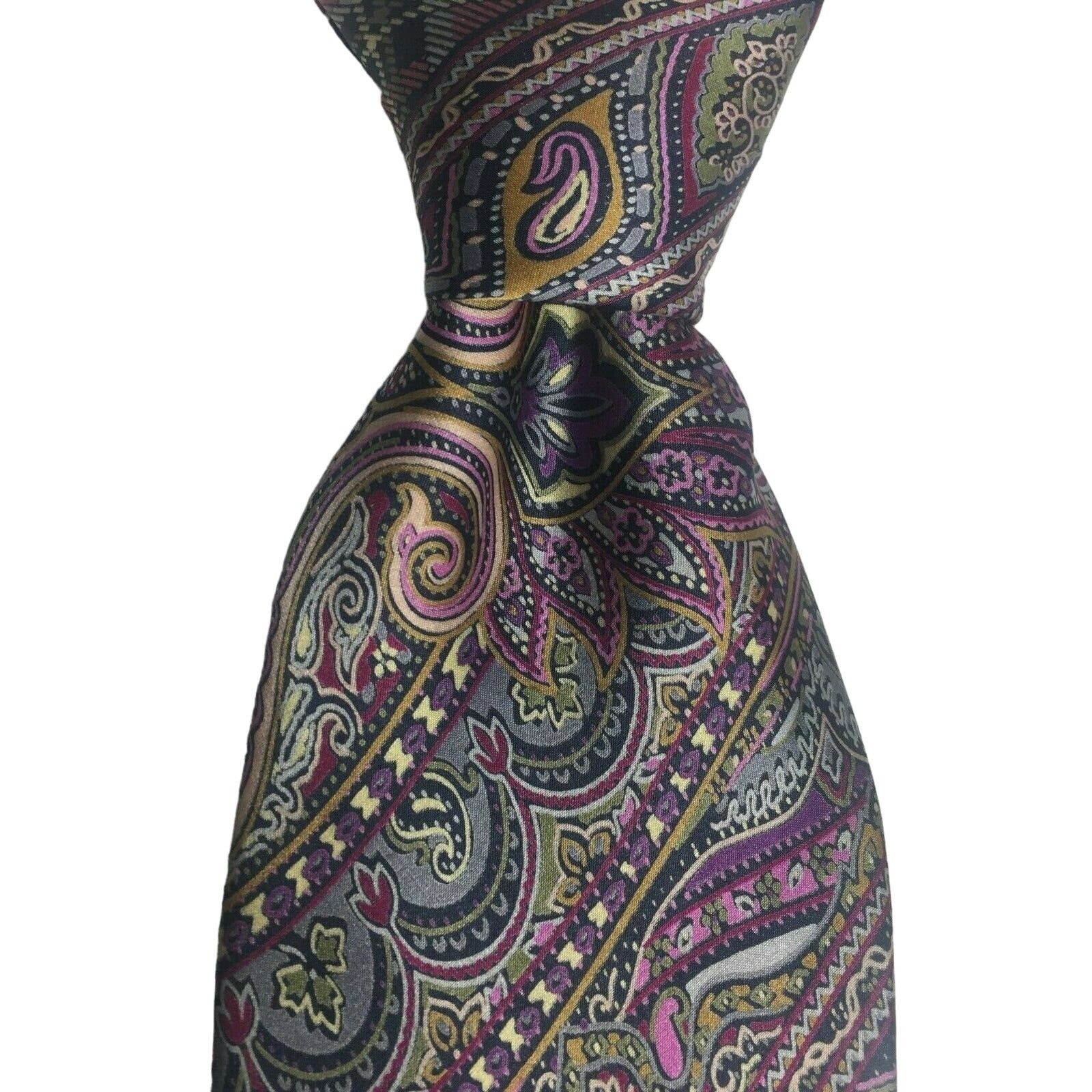 Brioni Brioni Roma Mens Italy Woven Pink Abstract 100% Silk Necktie Size ONE SIZE - 1 Thumbnail