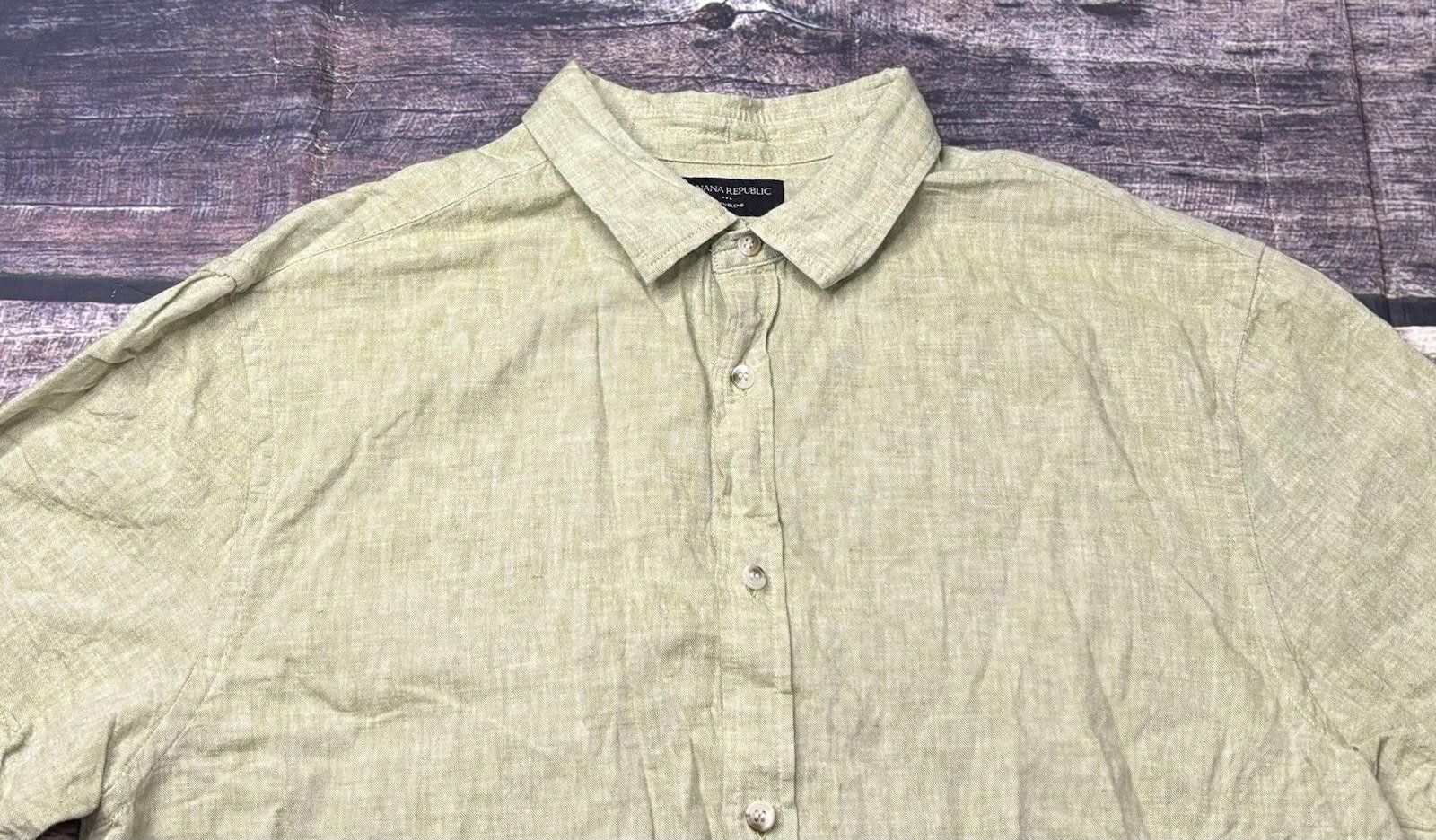 Banana Republic Banana Republic Shirt Mens Large Linen Blend Button Up Size US L / EU 52-54 / 3 - 4 Thumbnail
