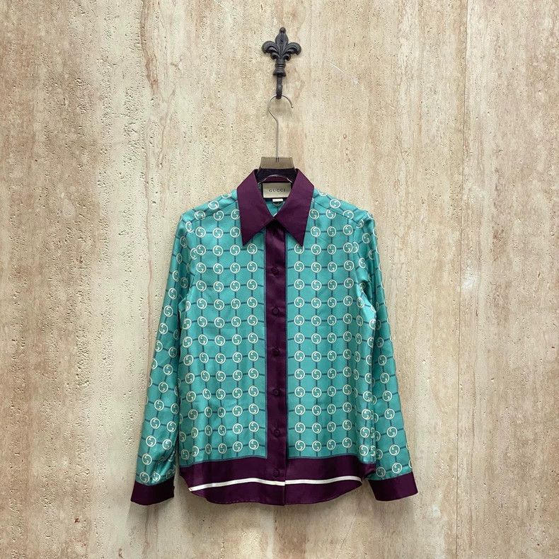 Gucci Gucci Mint green old flower printed silk shirt 2505-Nextarr Size M / US 6-8 / IT 42-44 - 1 Thumbnail