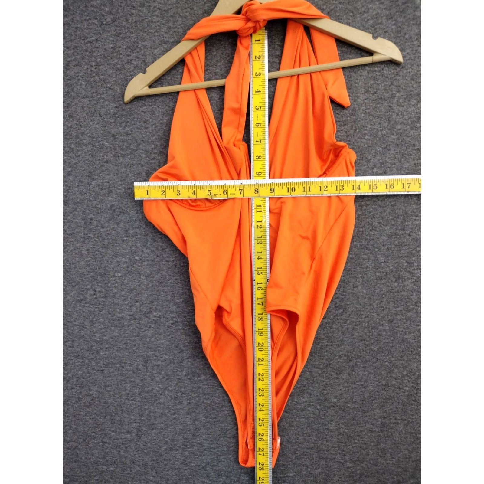 Vintage Women's One Piece Orange Tie Neck Style Swimsuit L Size Size ONE SIZE - 4 Thumbnail