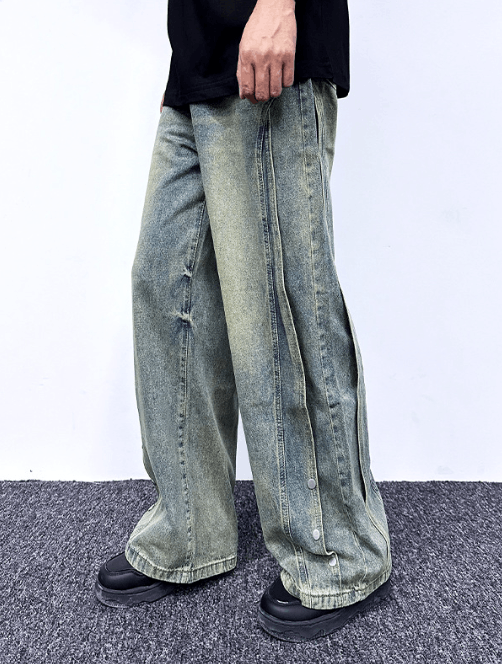 Japanese Brand × Jean Men's washed distressed American style button-down jeans Size US 32 / EU 48 - 2 Thumbnail