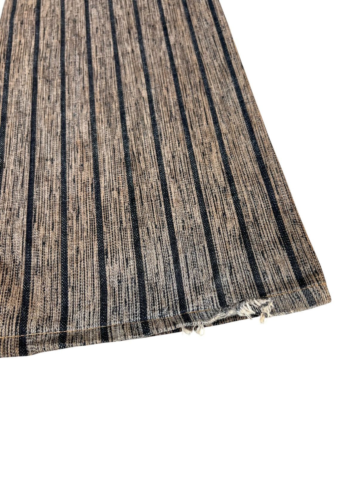 Schlussel Vintage BLUE WAY Japan Faded Striped Denim Flare Jeans Size US 32 / EU 48 - 17 Thumbnail