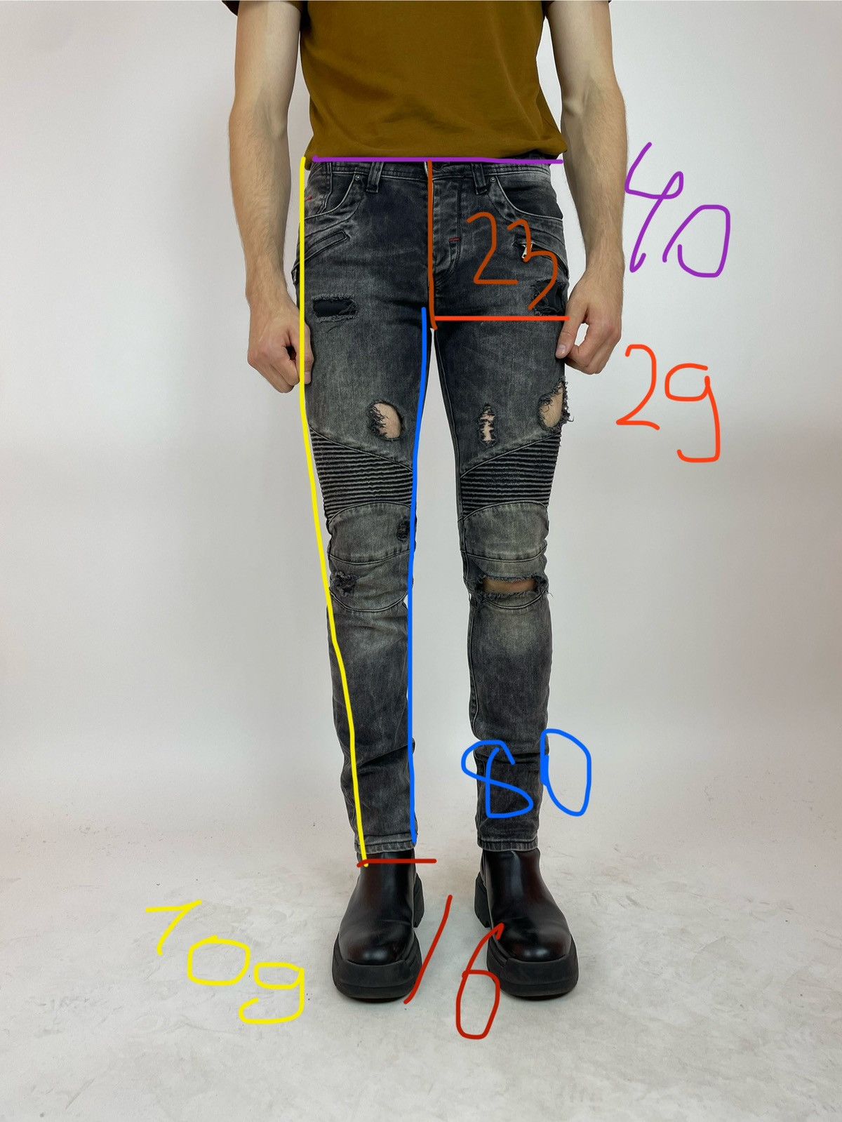 Other PASCUCCI Biker jeans skinny avantgarde drill Mens size 31x34 Size US 31 - 17 Thumbnail